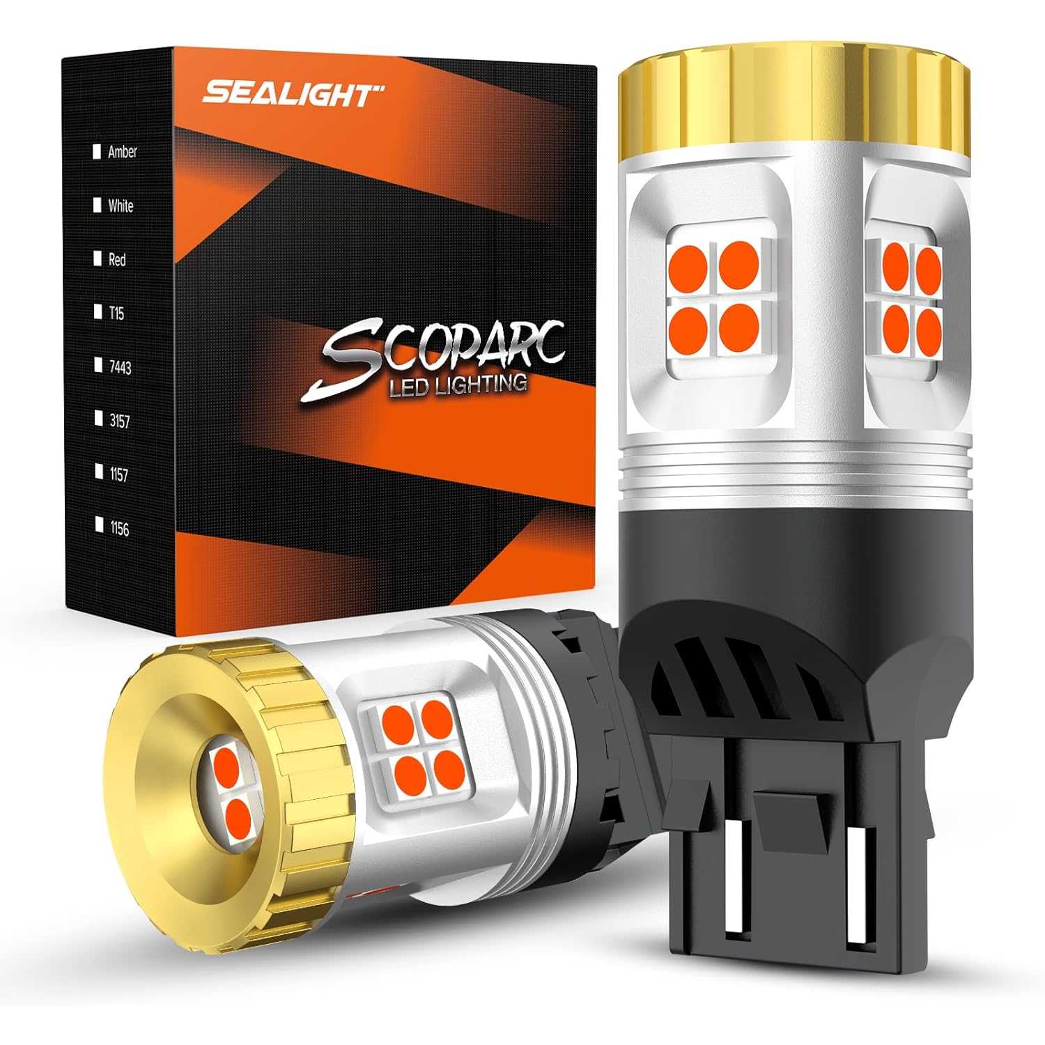 SEALIGHT® SLJ7 7443/7440/T20/W21W LED Brake Tail Stopping Blinker Turn Signal Light Bulbs 24W 2400LM Red 2PCS