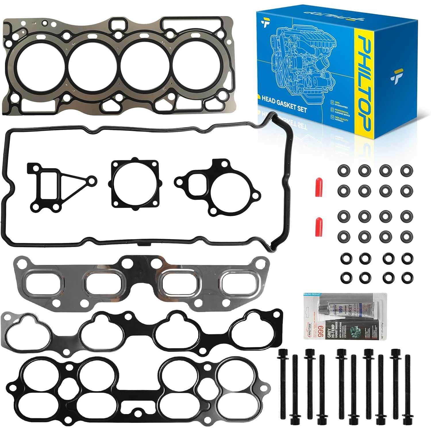 PHILTOP Engine Cylinder Head Gasket Set Compatible with Nissan Altima Sentra 2002 2003 2004 2005 2006 2.5L 2500CC L4 DOHC 16V EN