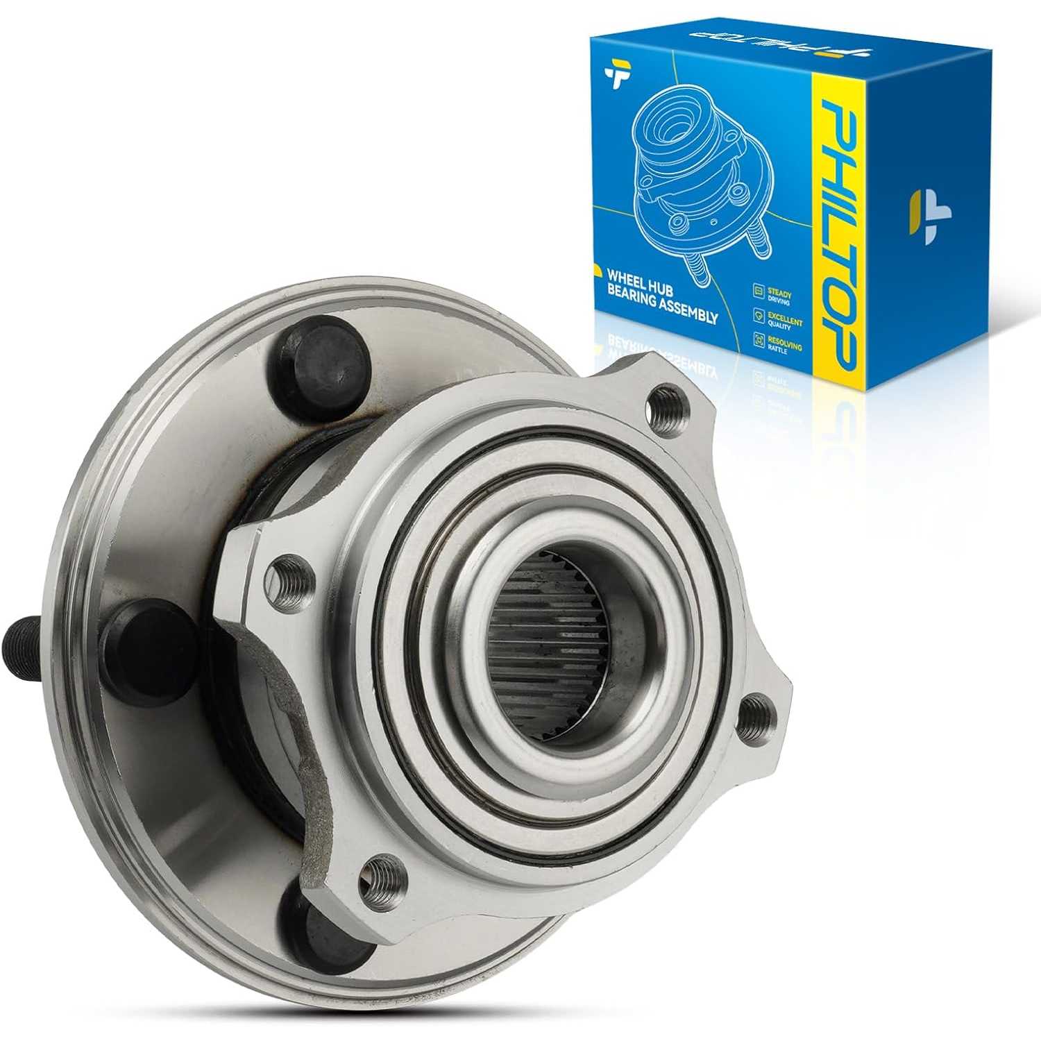 PHILTOP 512555 Rear Wheel Bearing Hub Assembly Fit for Dodge Charger 2015-2023, Dodge Challenger 2015-2023, Chrysler 300 2015-20