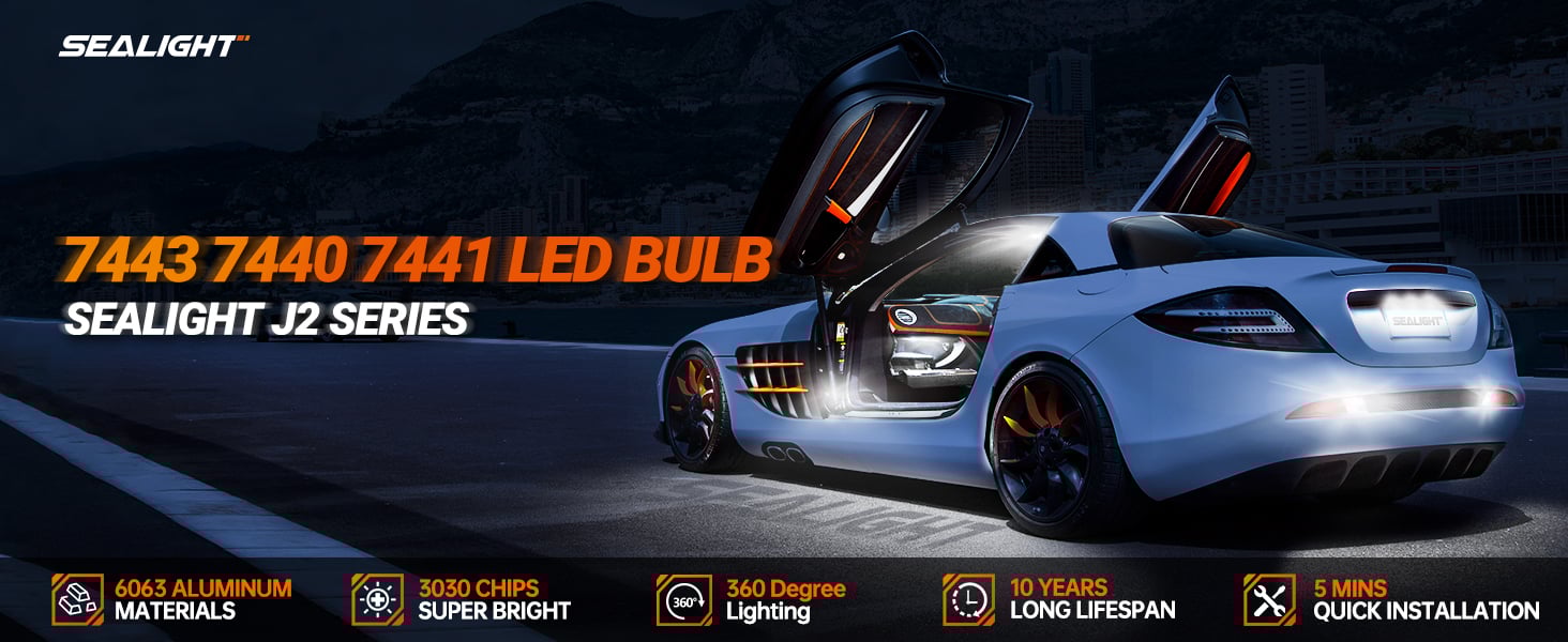 7443 7440 led bulb white reverse light bulb