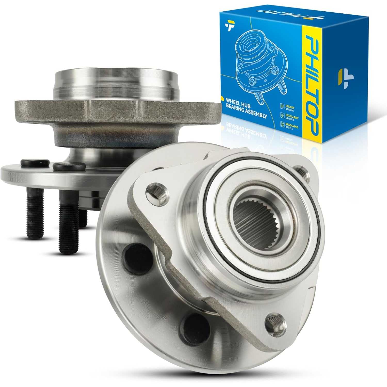 PHILTOP 2 PCS 515007 Front Wheel Bearing Hub Assembly for 1997-2004 Dodge Dakota, 1998-2003 Dodge Durango 6 Lugs