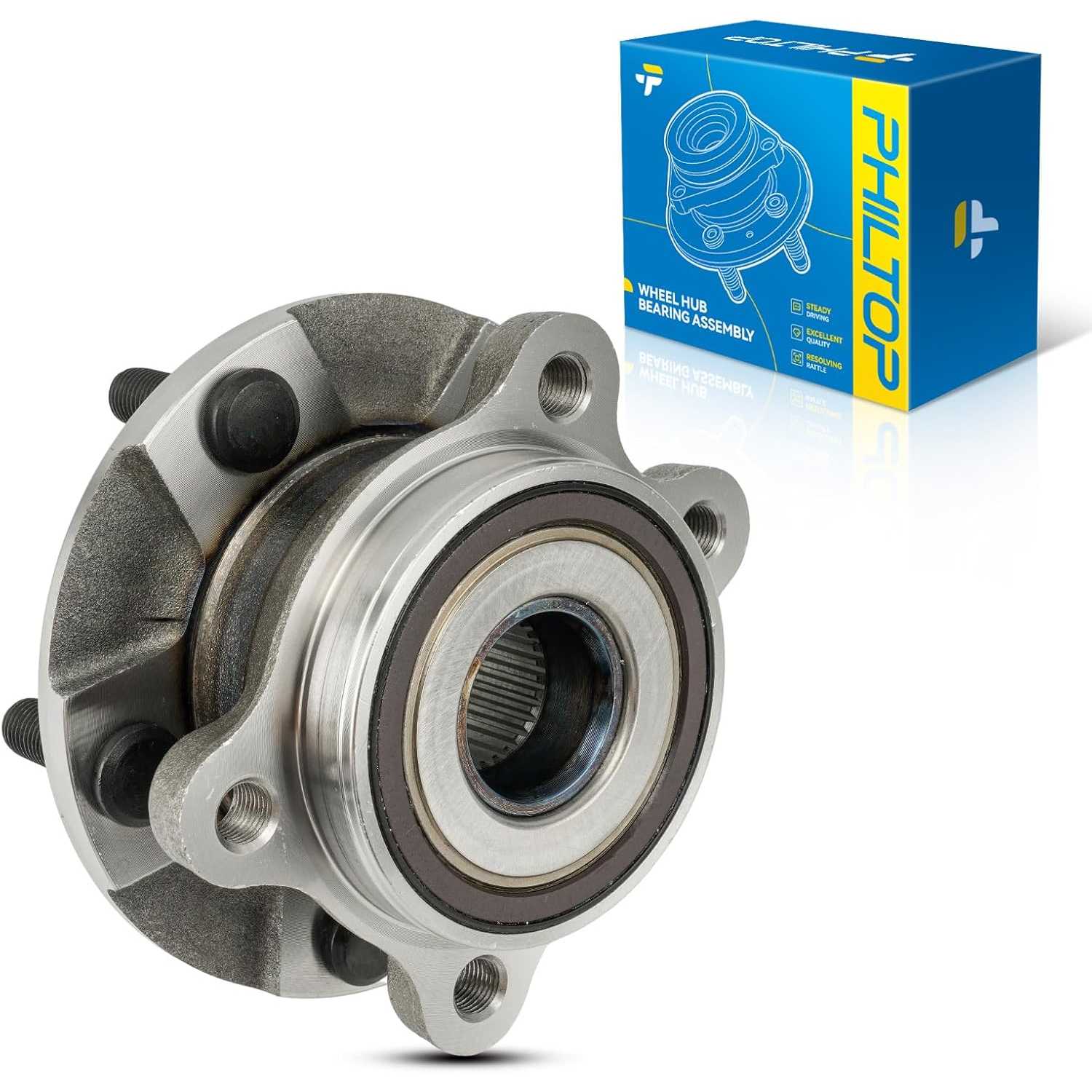 PHILTOP 513258 Front Wheel Bearing and Hub Assembly for 2008-2018 Toyota RAV4, 2011-2016 Scion tC, 2006-2007 Toyota RAV4 4WD, 20