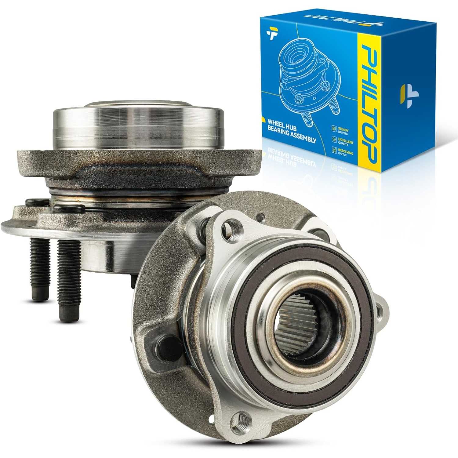 PHILTOP 2 PCS 513398 Front Wheel Bearing Hub Assembly for 2016-2019 Chevrolet Malibu, 2016-2018 Buick Envision, 2017-2019 Buick