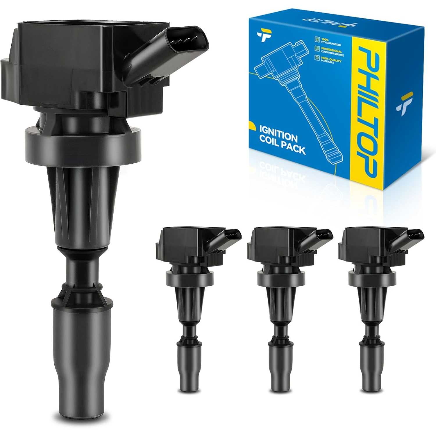 PHILTOP Ignition Coil Pack UF817 4Pack Compatible with Hyundai Tucson Kona Veloster Elantra Sonata Kia Forte Seltos Optima Soul