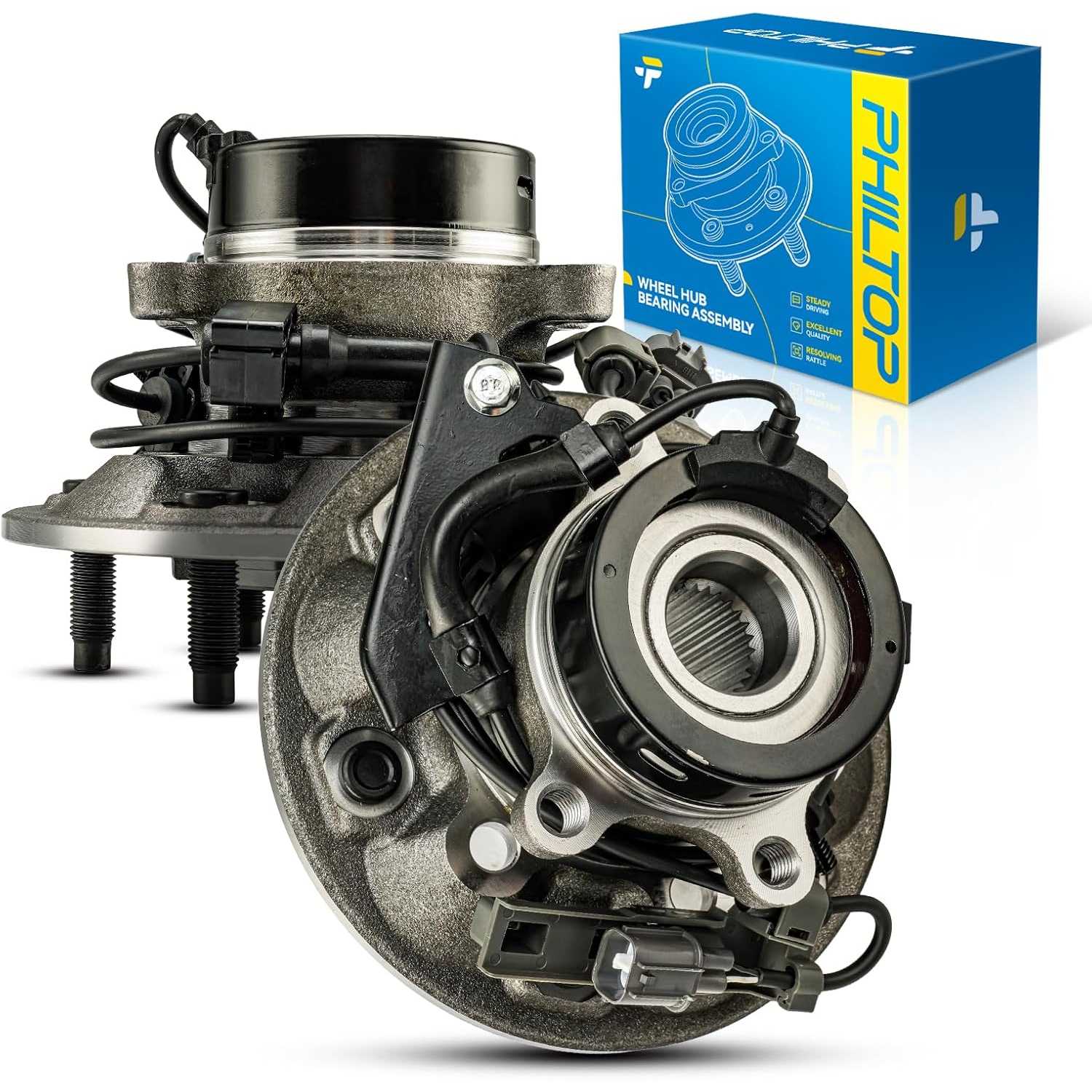 PHILTOP 515110/515111 Front Wheel Bearing & Hub Assembly Compatible with 2004-2008 Chevy Colorado, 2004-2008 GMC Canyon, 200