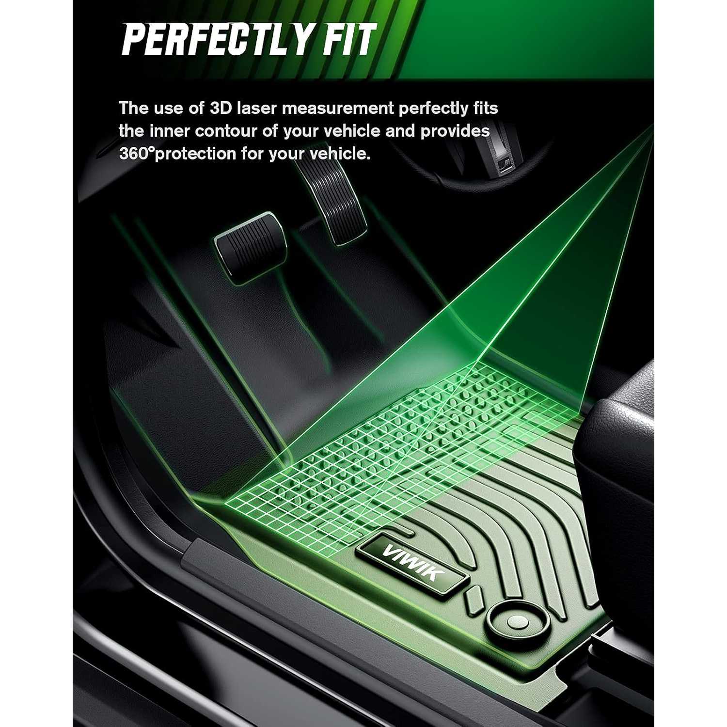 ViWiK® All Weather Custom Car Floor Mats Best TPE Vehicle Floor Liners for 2025 Tesla S Automotive Front & Rear Mats 4