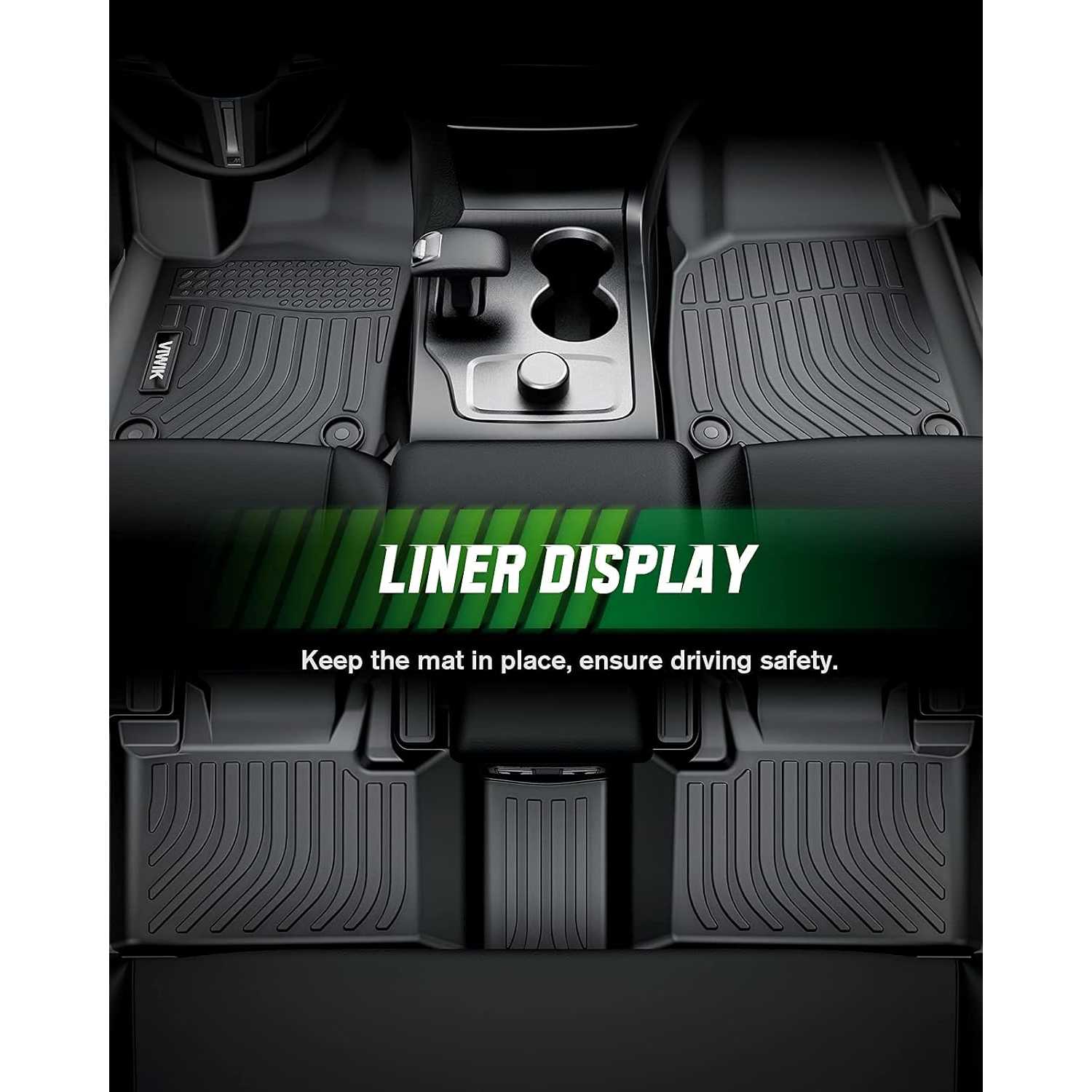 ViWiK® All Weather Custom Car Floor Mats Best TPE Vehicle Floor Liners for 2025 Tesla S Automotive Front & Rear Mats 1