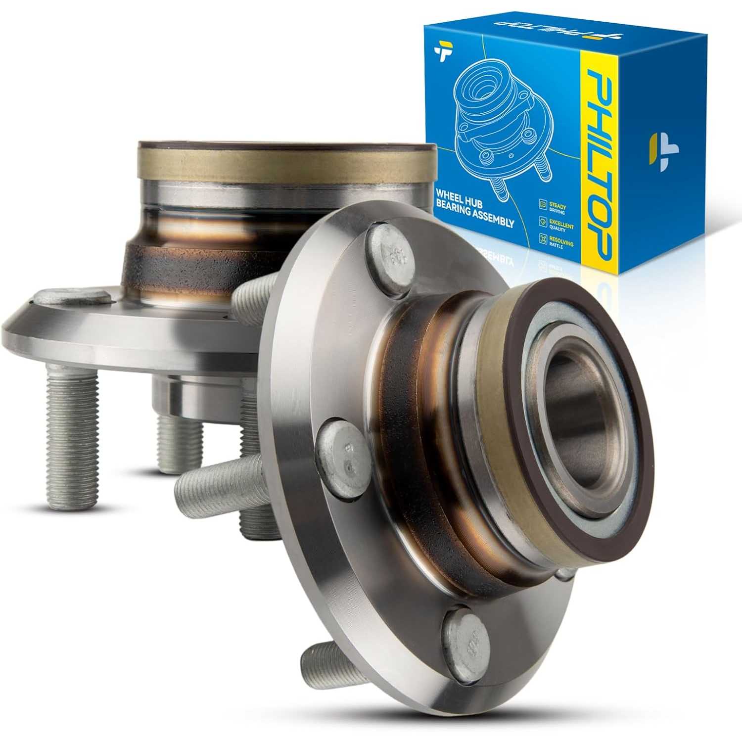PHILTOP 513224 Pair Front Wheel Bearing and Hub Assembly for 2005-2014 Chrysler 300, 2006-2014 Dodge Charger, 2008-2014 Dodge Ch