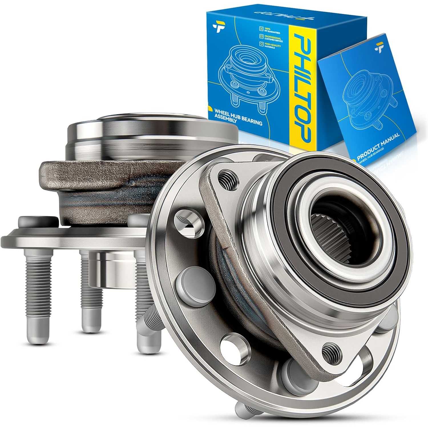 PHILTOP Front or Rear Wheel Hub Bearing Assembly for Regal/Lacrosse/CTS/XTS, Wheel Bearing for Equinox/Impala/Malibu, for Terrai
