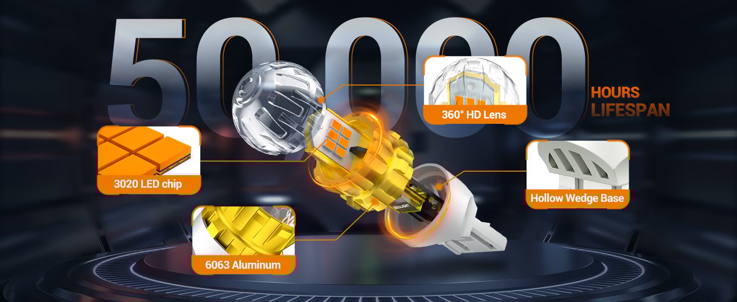 SEALIGHT 7440 7443 LED Bulb Amber Yellow Turn Signal Lights