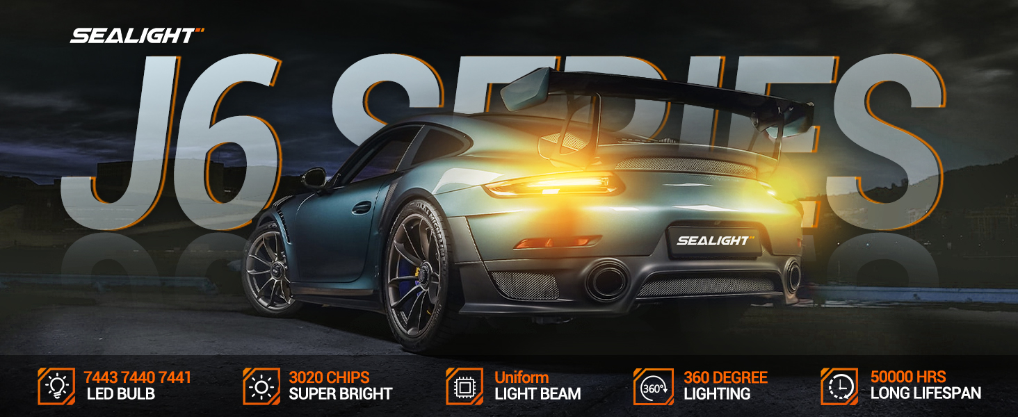 SEALIGHT 7440 7443 LED Bulb Amber Yellow Turn Signal Lights