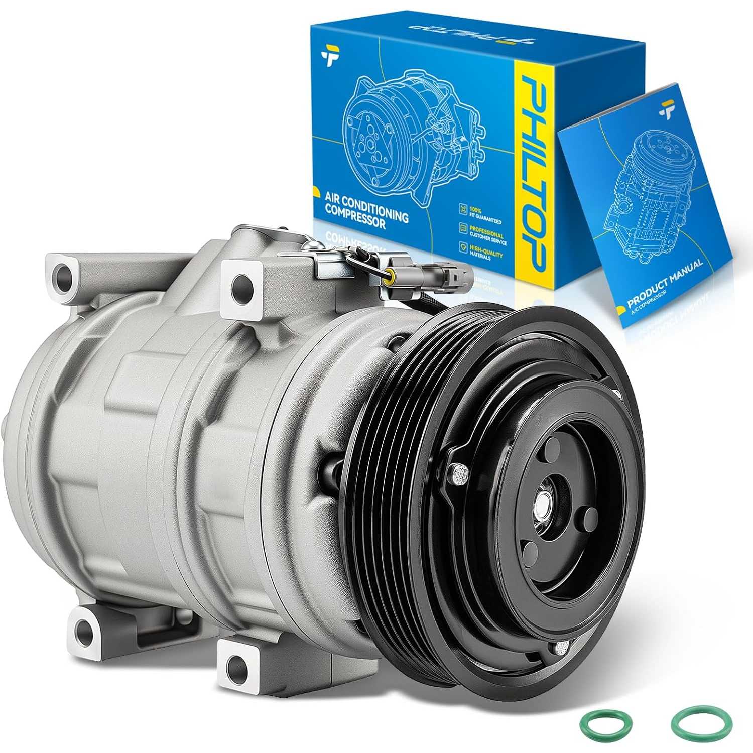 PHILTOP CO10797C Air Conditioner AC Compressor with Clutch for Toyota Tundra 2000-2006 4.7L