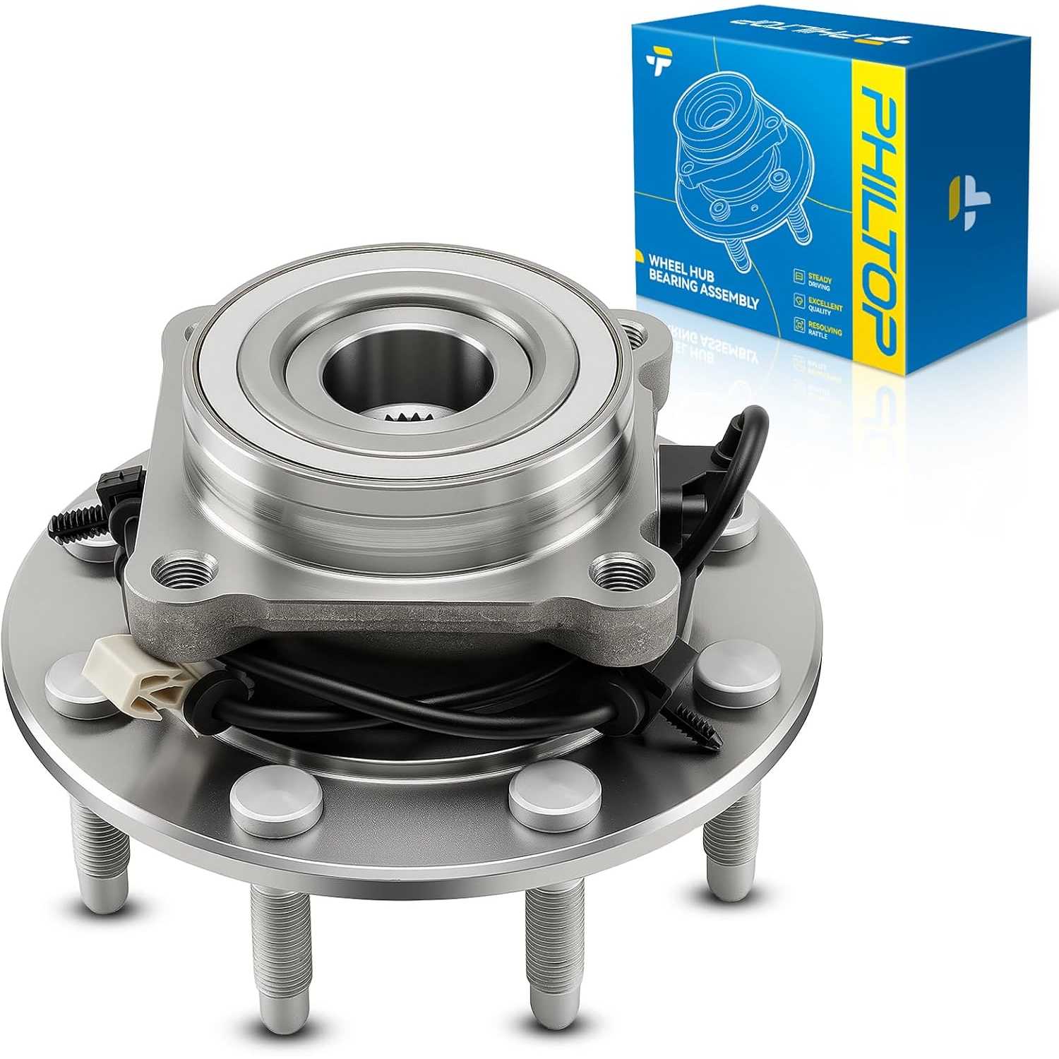 PHILTOP 515058 Front Wheel Bearing & Hub Assembly Compatible with 2001-2006 Chevy Silverado 2500 HD, GMC Sierra 1500, GMC Si