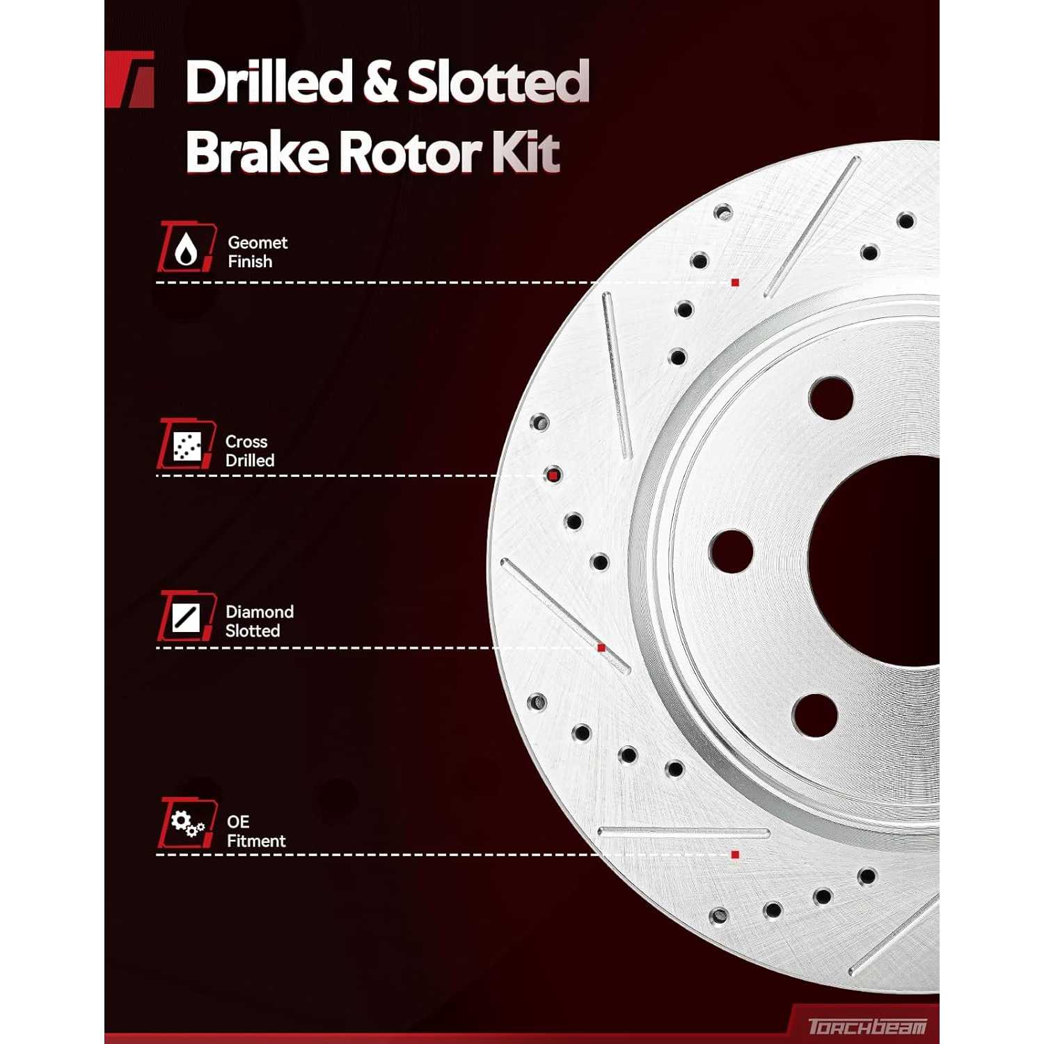 2003-2019 Express 3500/ 2006-2019 Express 2500(More Available) Rear Drilled and Slotted Ceramic Brake Pad & Rotor Kit 2