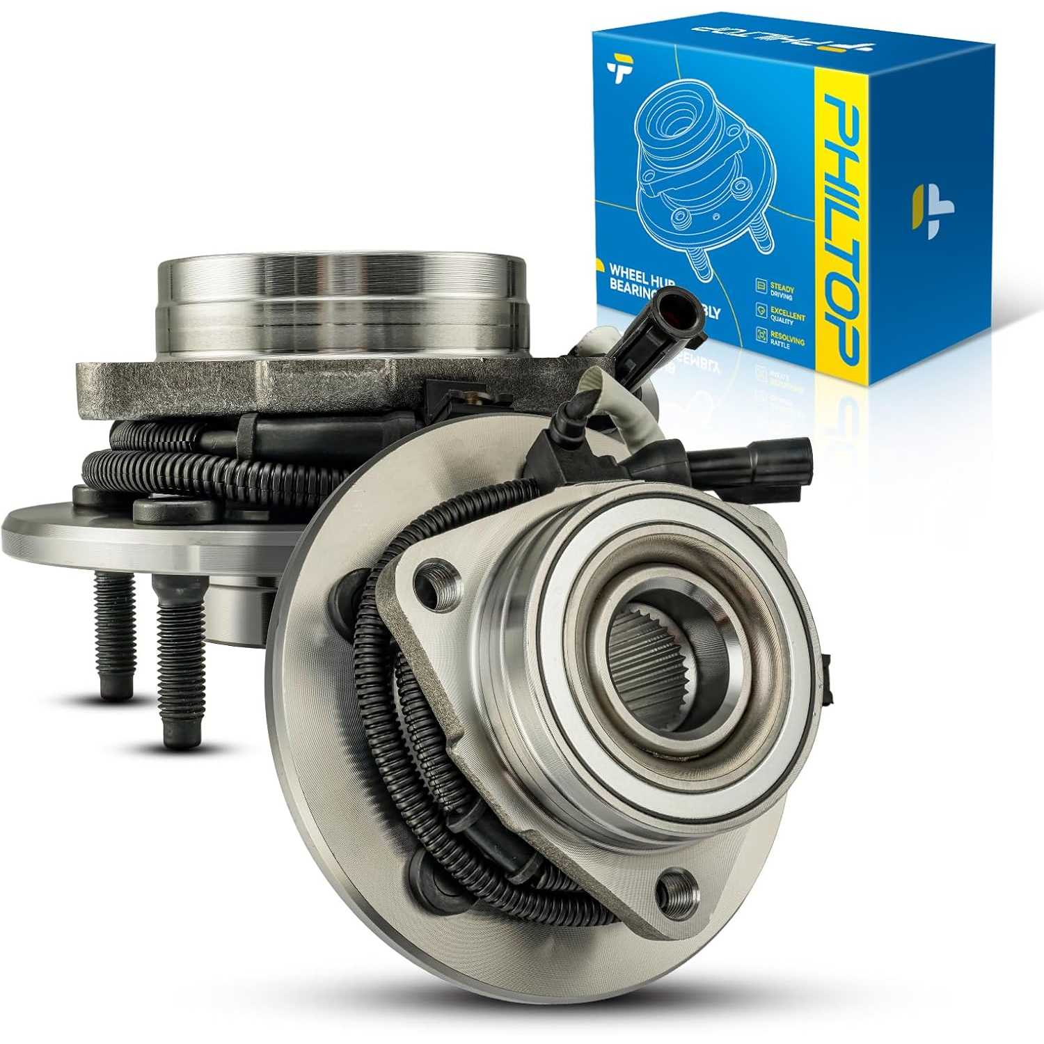 PHILTOP Pair 515010 Front Wheel Hub Assembly Compatible with 1997-2000 Ford F-150 4WD 5 Lugs W/ABS