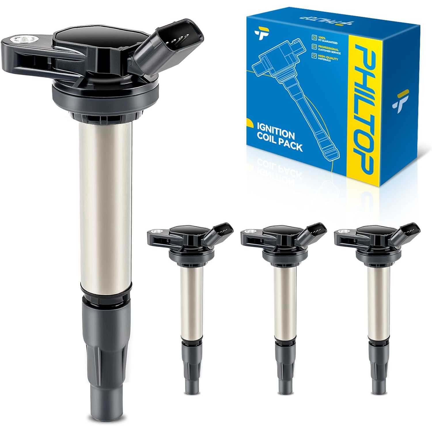 PHILTOP UF596 Ignition Coil Pack Fit for Toyota Corolla 2009-2017, Prius 2010-2015, C-HR 2018-2021, Prius V 2012-2017, Scion xD