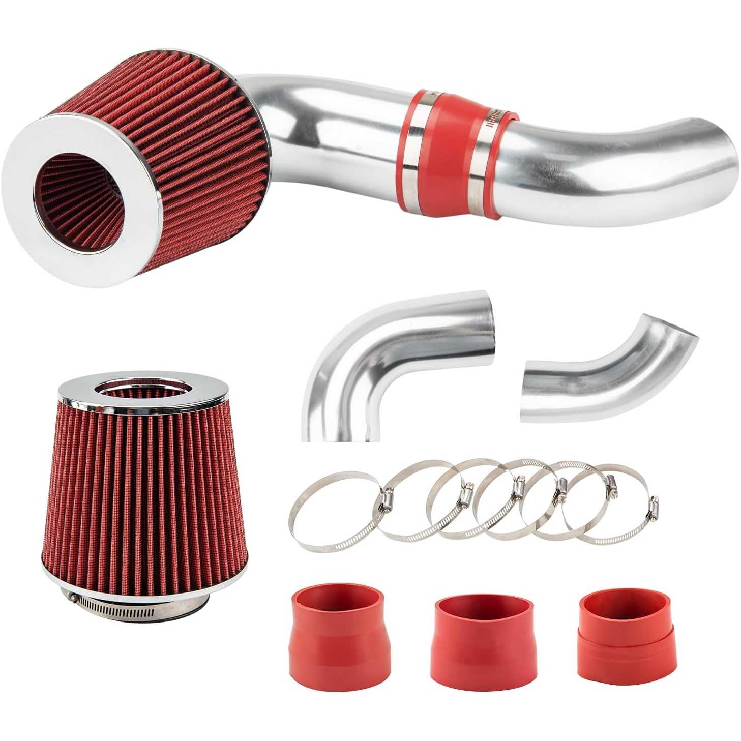 ZonCar® Cold Air Intake System High Flow Inlet for Chevy S10 4.3L V6 1996-2004 Red 1