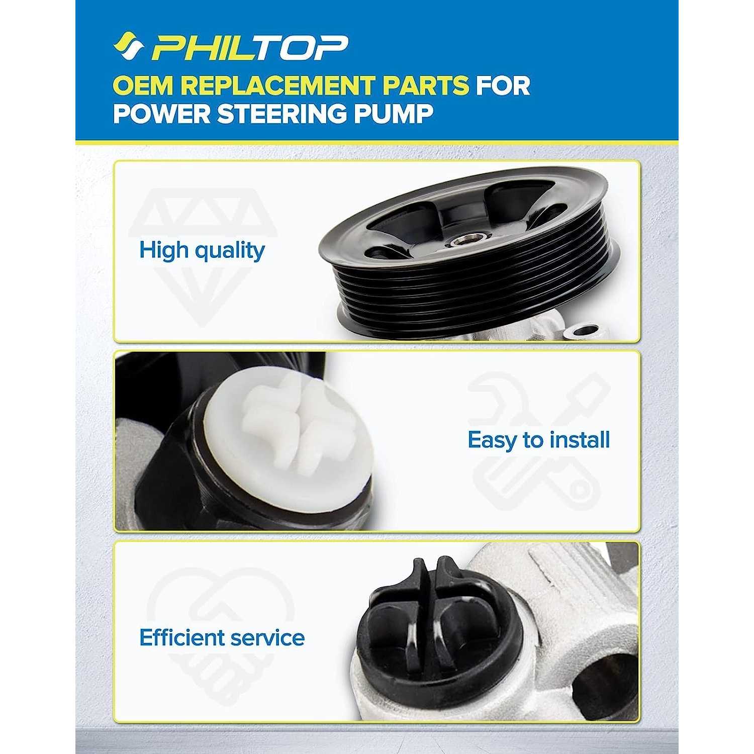 Suncent Power Steering Pump 20-2402 OE Replacement for 200 2011-2014 2.4L, Sebring 2007-2010 2.4L, Avenger 2008-2014 2.4L 5