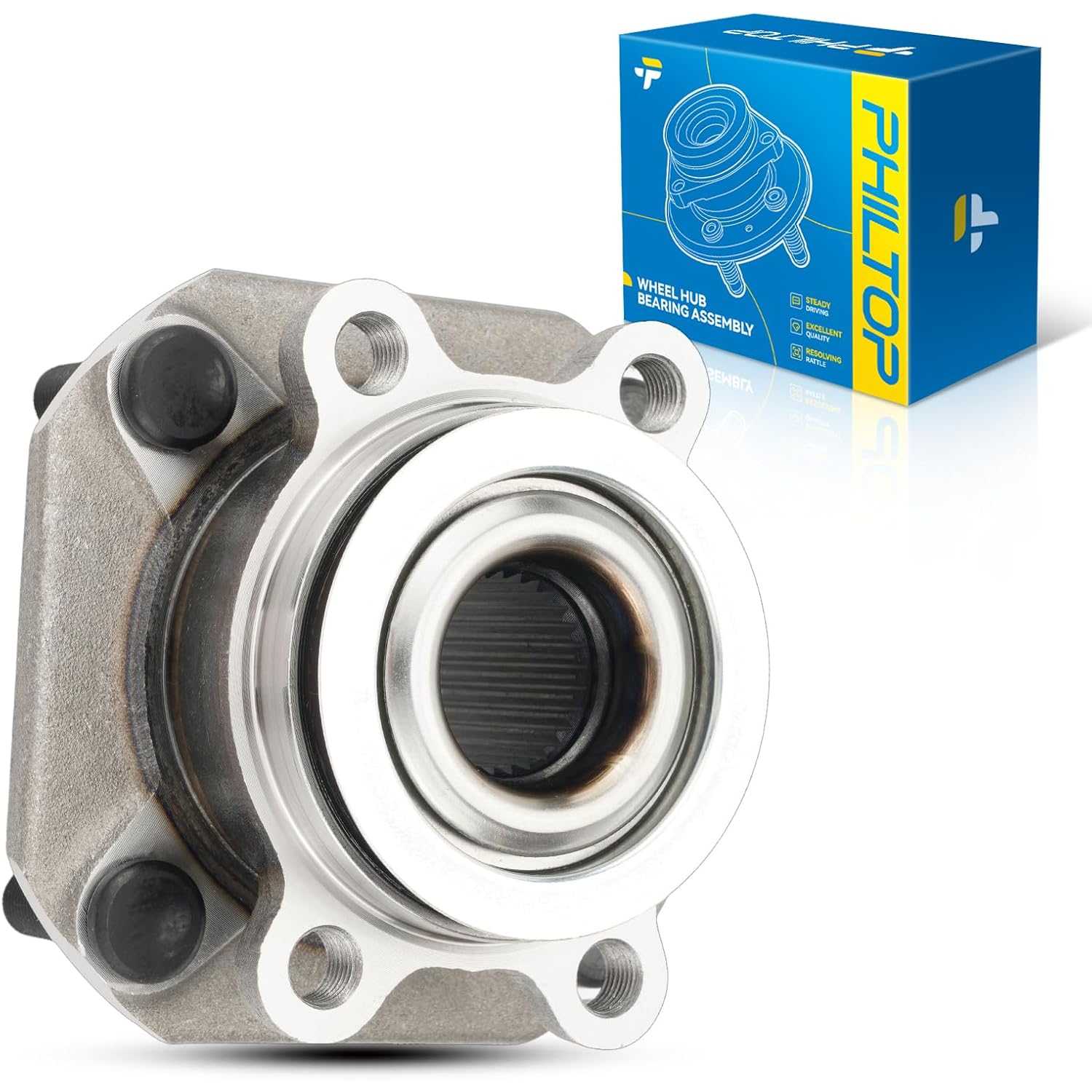 PHILTOP 513297 Front Wheel Bearing Hub Assembly for 2007-2012 Nissan Sentra 2.0L Only, Wheel Hub Bearing Assembly 4 Lugs 1PC