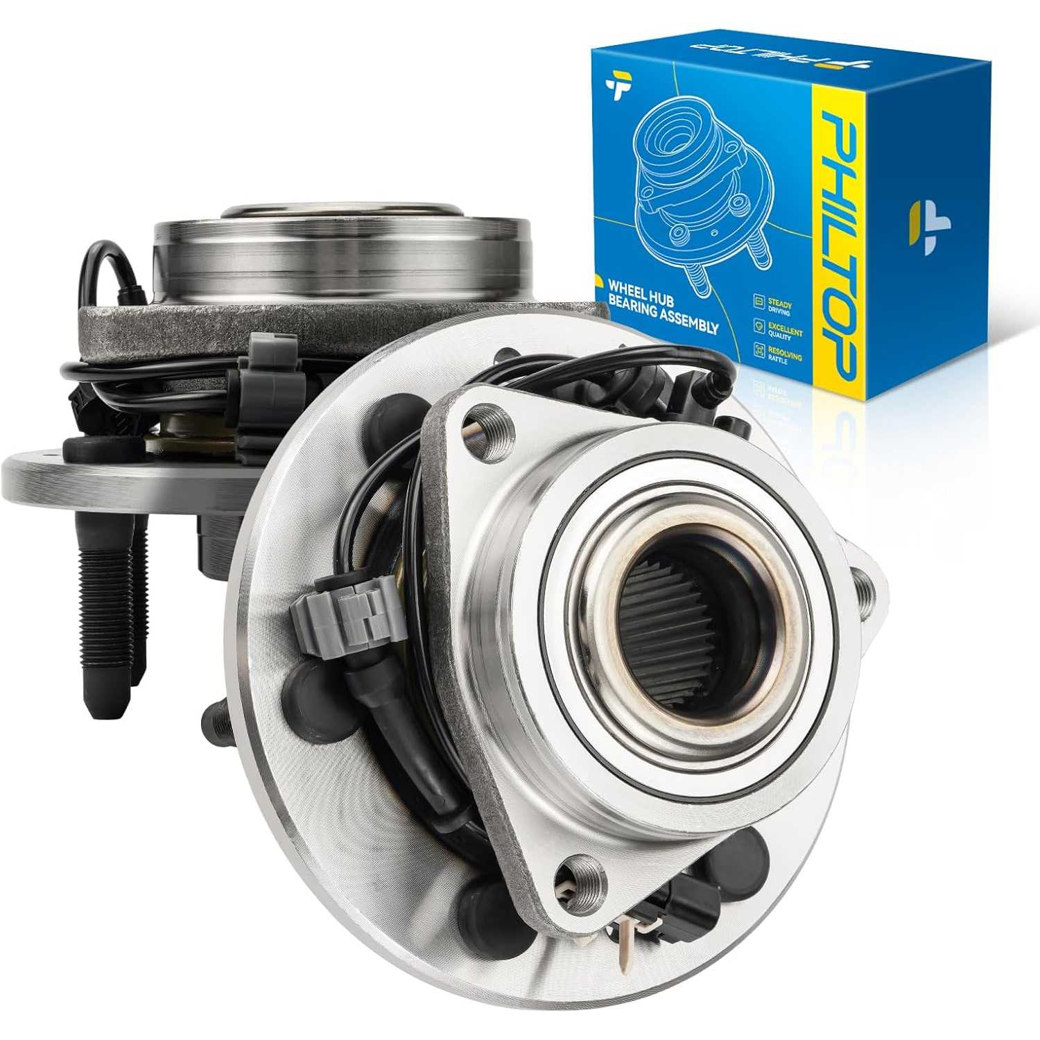 PHILTOP 515160 Front Wheel Bearing and Hub Assembly 6 Lugs for Escalade 2015-2019, Escalade ESV 2015-2019, Sierra 1500 2014-2018