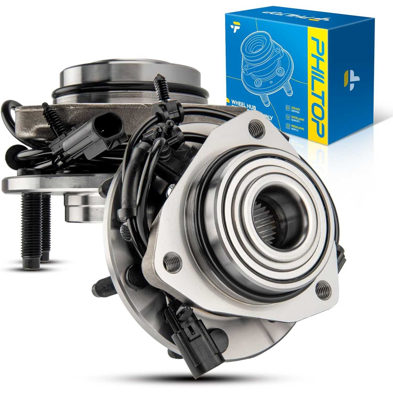 PHILTOP Front Wheel Hub Bearing Assembly for 02-09 Trailblazer/Envoy, 03-06 SSR, Wheel Bearing for 03-07 Ascender, 04-07 Rainier