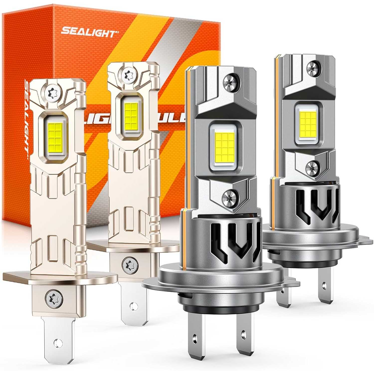 SEALIGHT® XF3 H1 H7 140W 6500K White IP68 LED Headlight Bulbs Combo 2Pairs