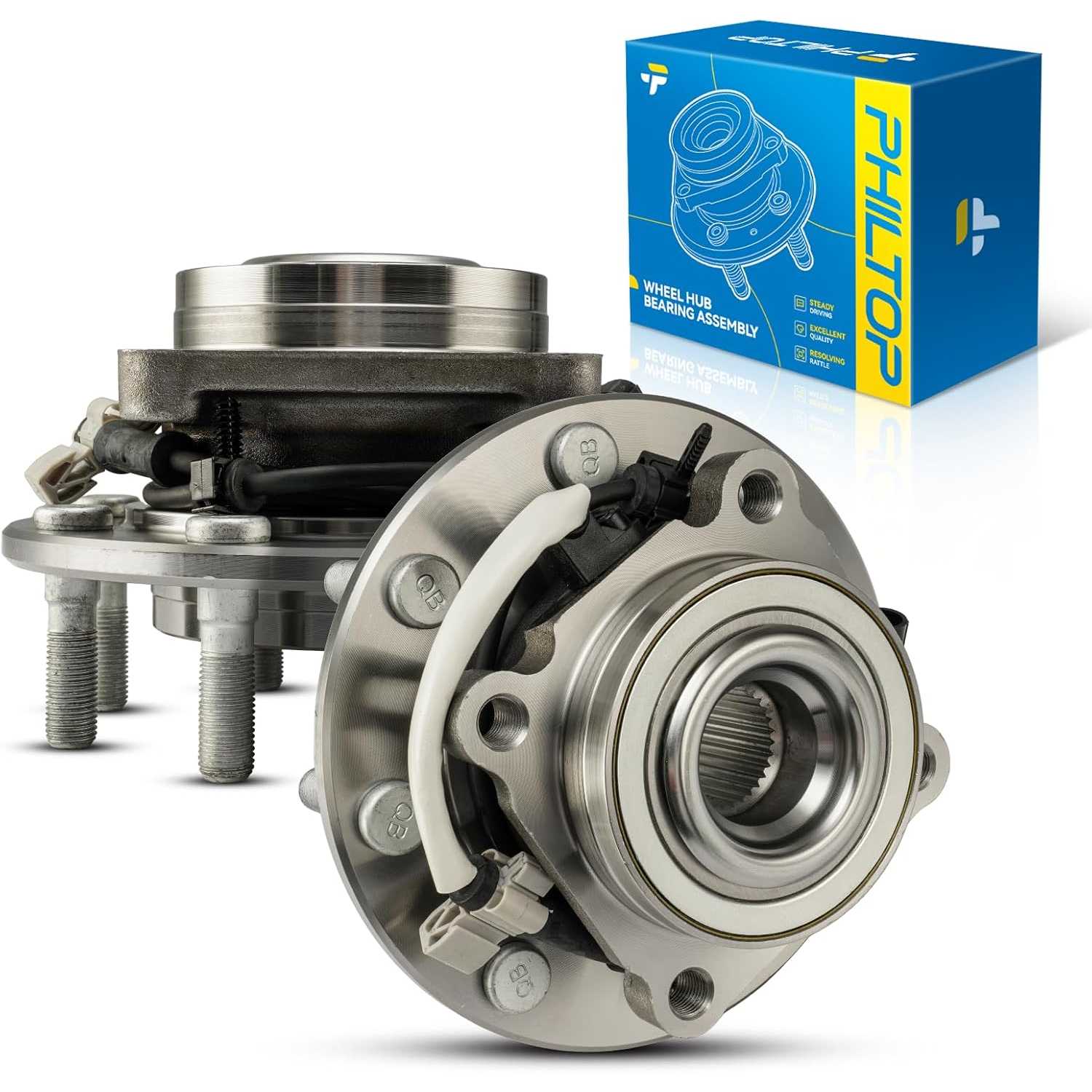 PHILTOP Pair 515088 Front Wheel Hub Assembly Compatible with Silverado 3500 2001-2006, Sierra 3500 2001-2006, Silverado 3500 Cla