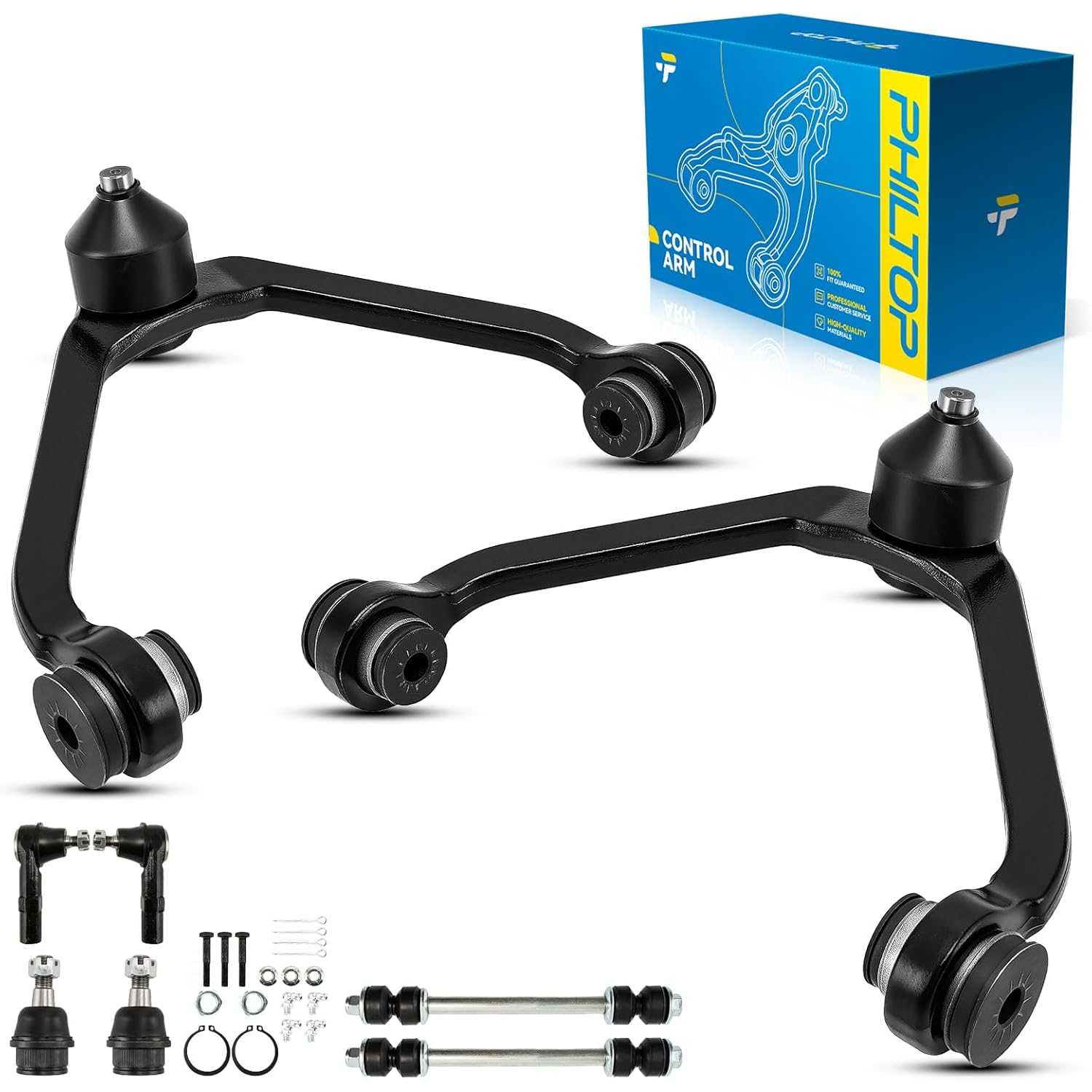 PHILTOP 8pcs Front Upper Control Arms Ball Joint Tie Rod End Sway Bar Link Kit for 1998-2011 Ranger, 1998-2001 Explorer/Mountain