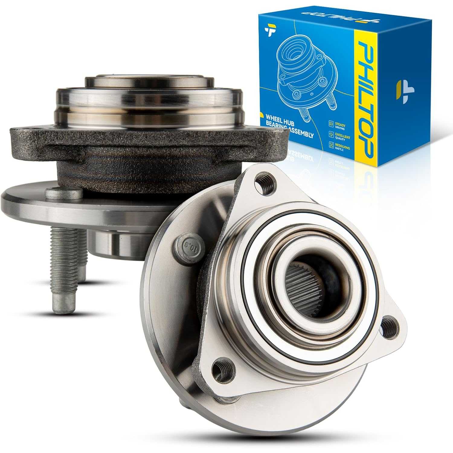 PHILTOP 513205 Front Wheel Bearing & Hub Assembly Compatible with 2005-2010 Chevy Cobalt, 2003-2007 Saturn Ion, 2007-2009 Po