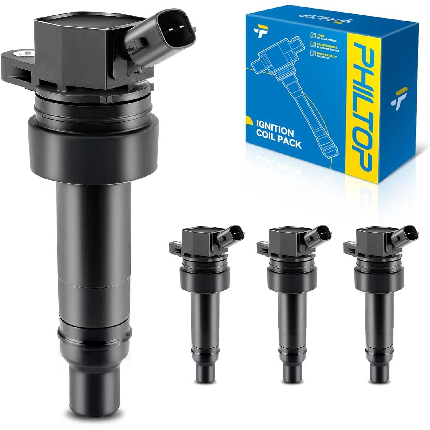 PHILTOP UF707 Ignition Coil Pack Compatible with 2013-2015 Veloster Turbo/Turbo R-Spec, 2014-2015 Forte Koup SX/SX Luxury, 2014-