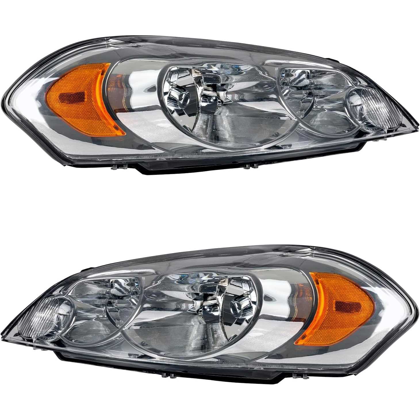 PHILTOP Headlight Assembly Replacement for 2006-2013 Impala, 2014-2016 Impala Limited, 2006-2007 Monte Carlo, Amber Reflctor Cle
