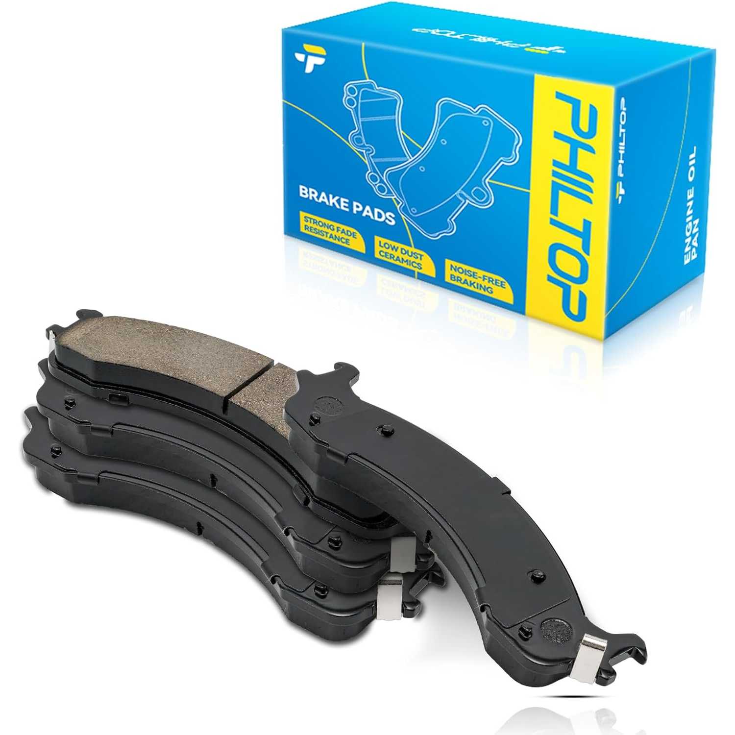 PHILTOP Ceramic Front Brake Pads For Dodge Ram 2500 2000-2002, 4 Pcs replace # D859