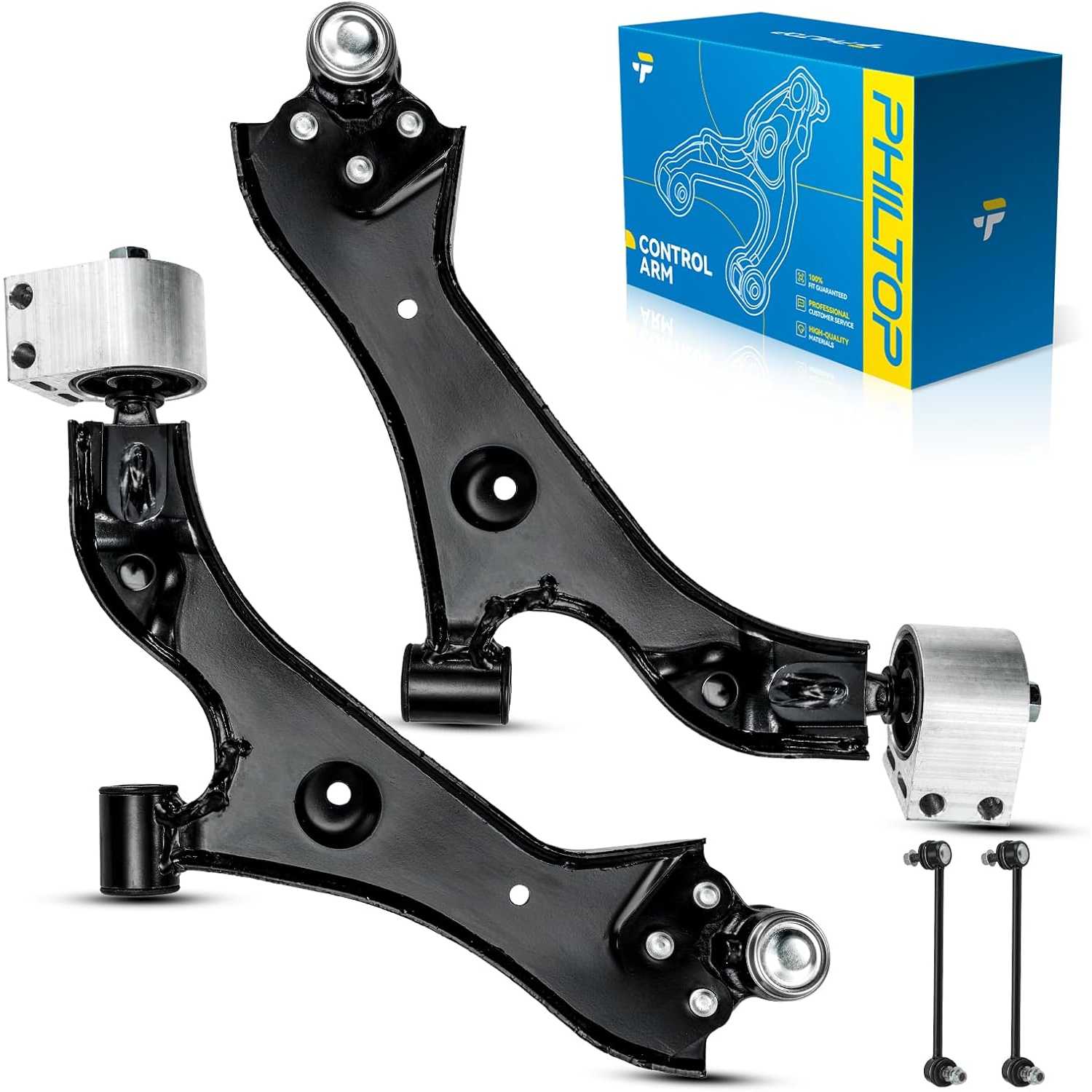 PHILTOP Front Suspension Kit Lower Control Arm w/Ball Joint & Stabilizer Sway Bar End Link Compatible with Chevrolet Captiva