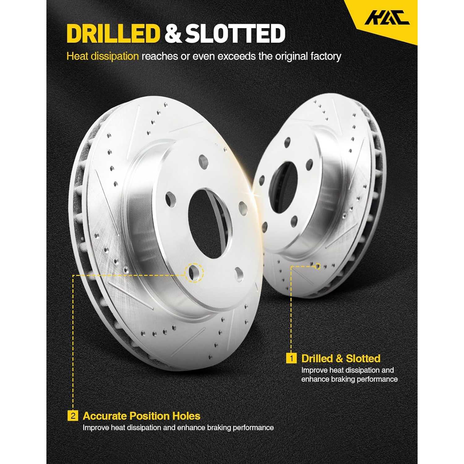 2006-2018 Ram 1500 Front Drilled and Slotted Ceramic Brake Pad & Rotor Kit 3