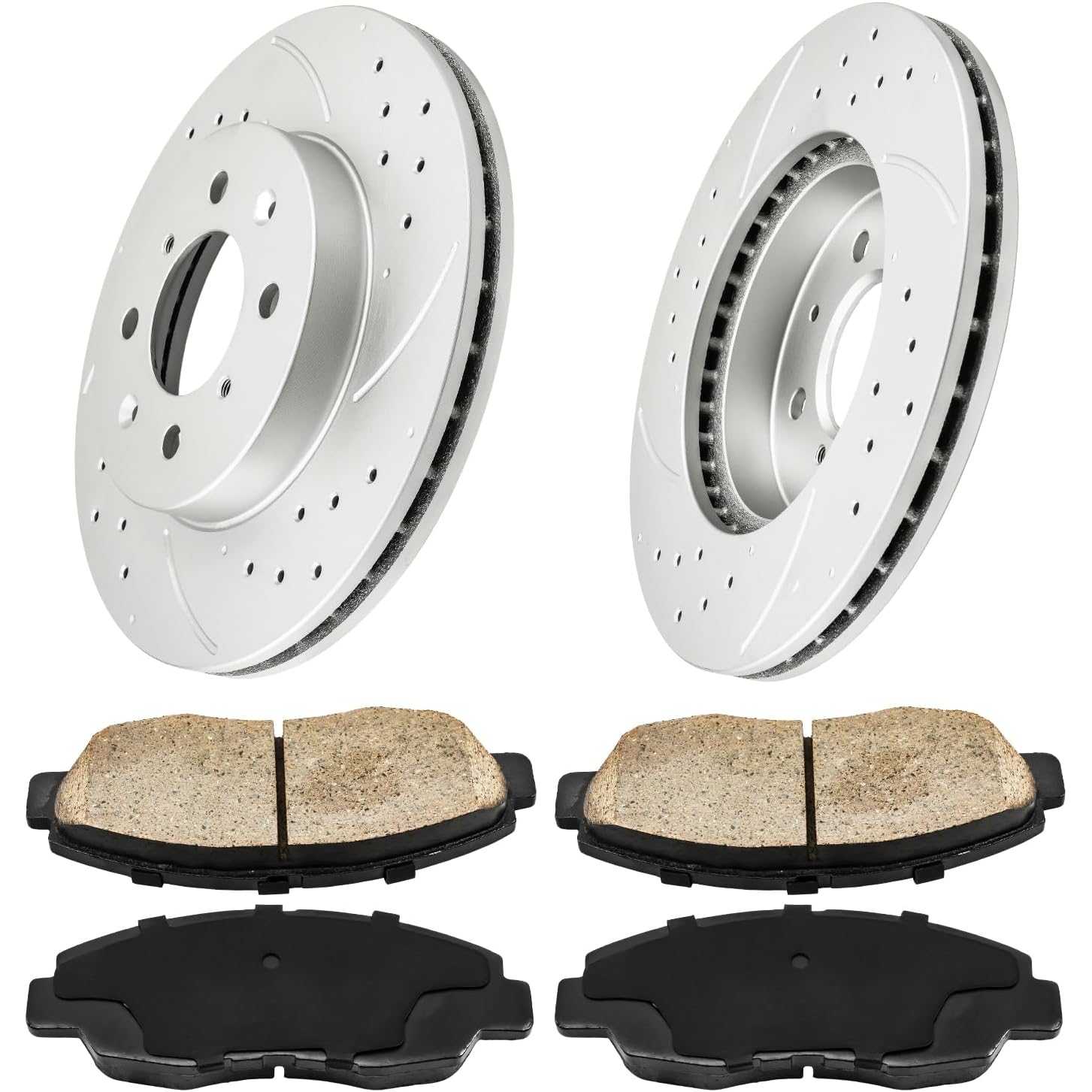 2006-2018 Ram 1500 Front Drilled and Slotted Ceramic Brake Pad & Rotor Kit 0