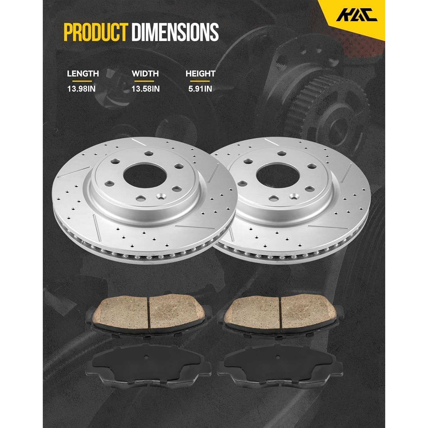 2006-2018 Ram 1500 Front Drilled and Slotted Ceramic Brake Pad & Rotor Kit 7