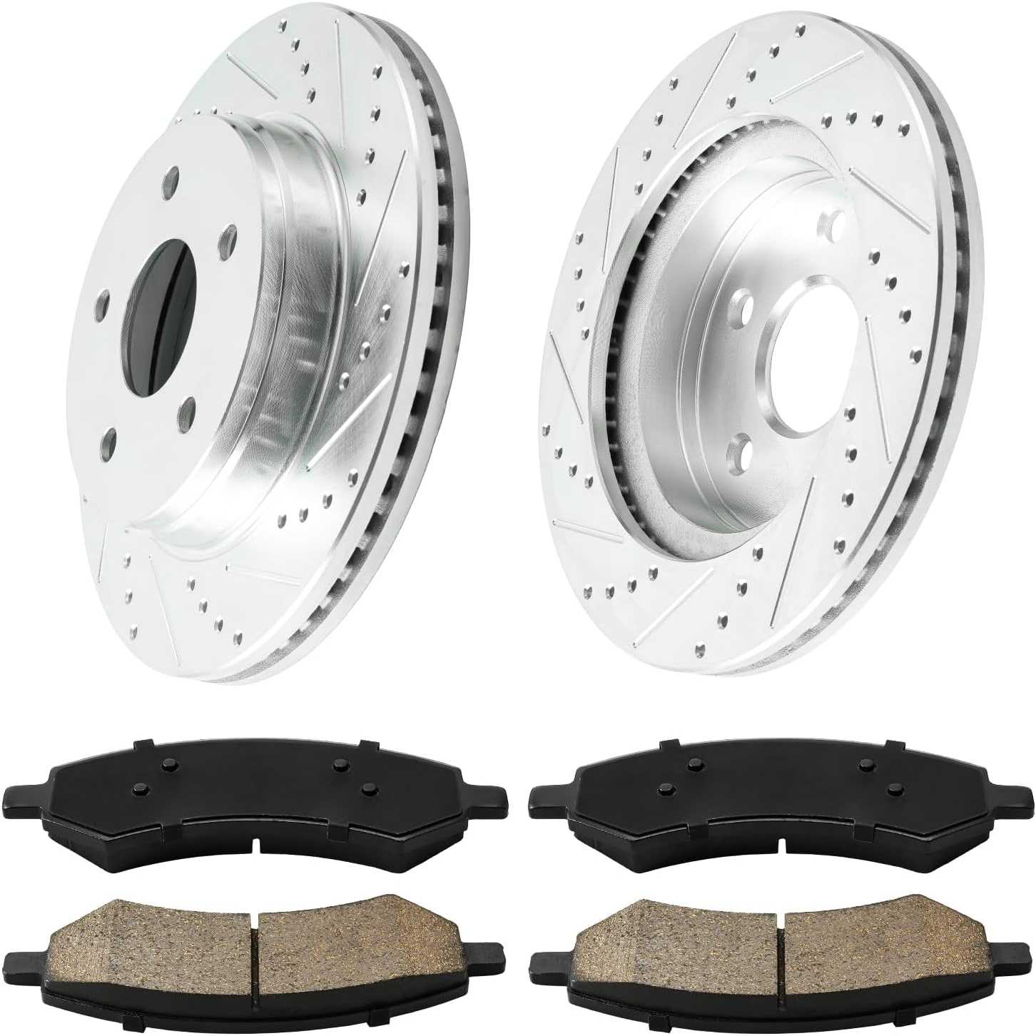 2006-2018 Ram 1500 Front Drilled and Slotted Ceramic Brake Pad & Rotor Kit 1