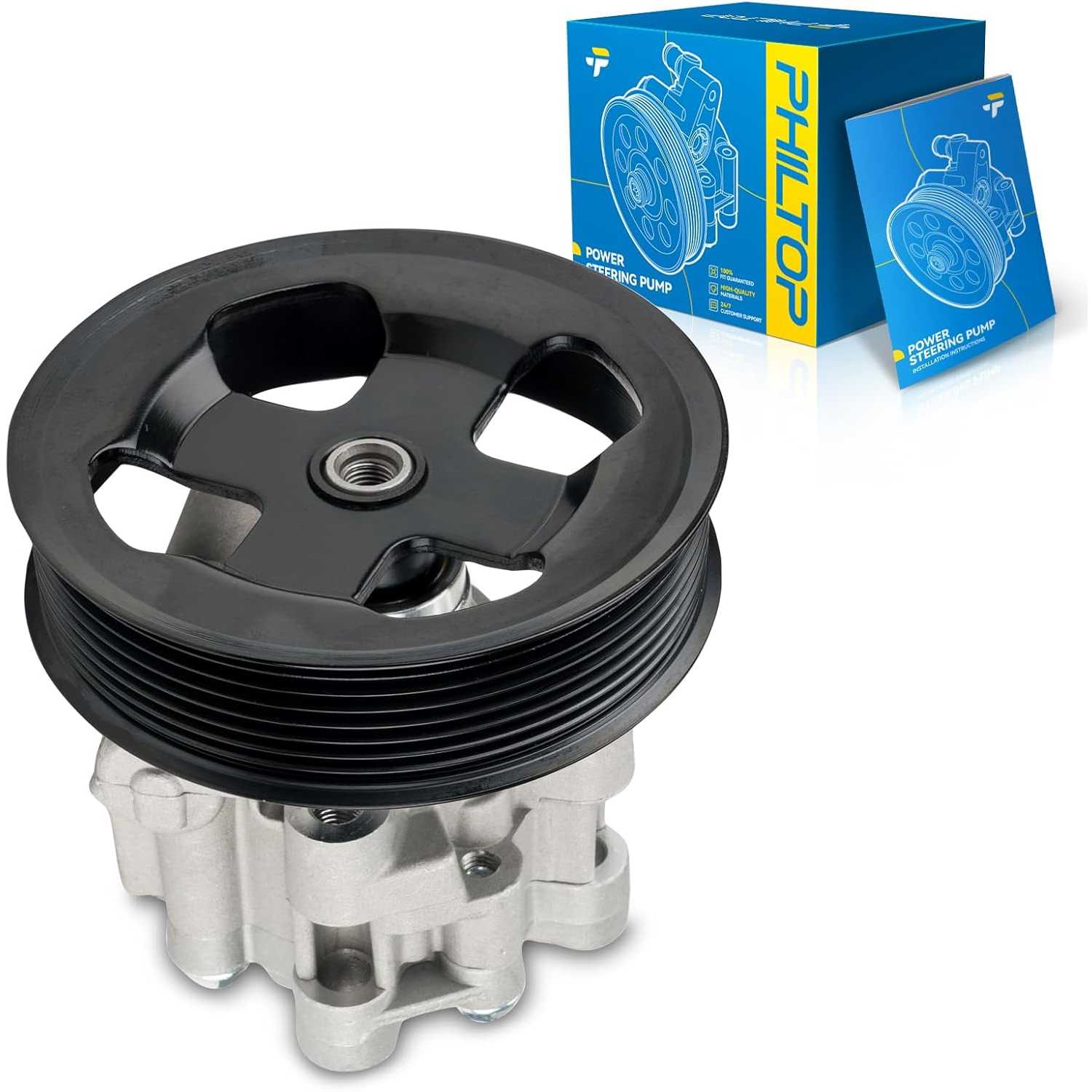 PHILTOP 215486 Power Steering Pump with Pulley, Fit for 2015-2021 Tundra, 2007-2014 Tundra 5.7L, 2014 Tundra 4.6L, Replace OE 21