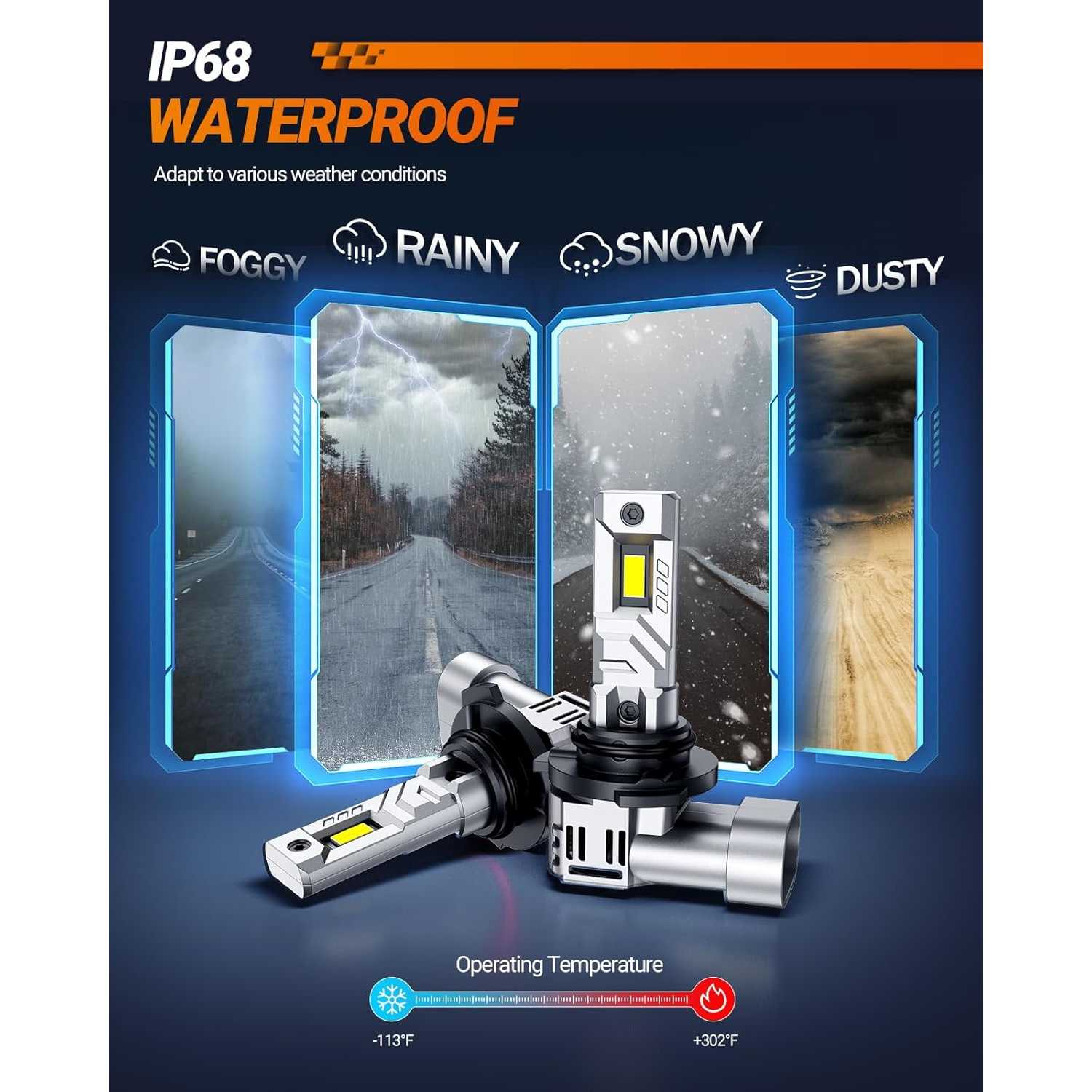 thumbnail image 2 of SEALIGHT Fanless 9006 HB4 LED Headlight Bulbs Low Beam 6500K 12000 Lumens Pair 2 of 5
