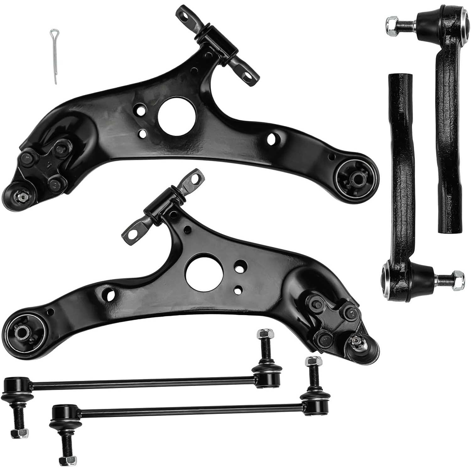 PHILTOP 6Pcs Suspension Kit Front Lower Control Arm w/Ball Joint Sway Bar End Link Tie Rod End Fit for 2011-2020 Sienna
