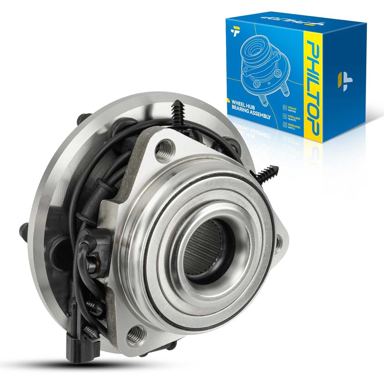 PHILTOP 513369 Front Wheel Bearing Hub Assembly Fit for Jeep Wrangler 2011-2017, Jeep Wrangler JK 2018, 5 Lugs Wheel Hub Bearing