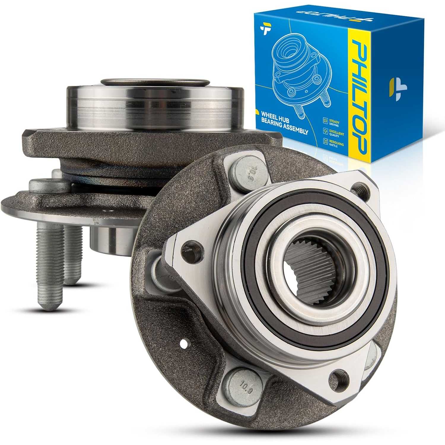 PHILTOP 513282 Front Rear Wheel Bearing Hub Assembly 5 Lugs for 2010-2015 Chevrolet Camaro, 2008-2014 2018-2019 Cadillac CTS, 20