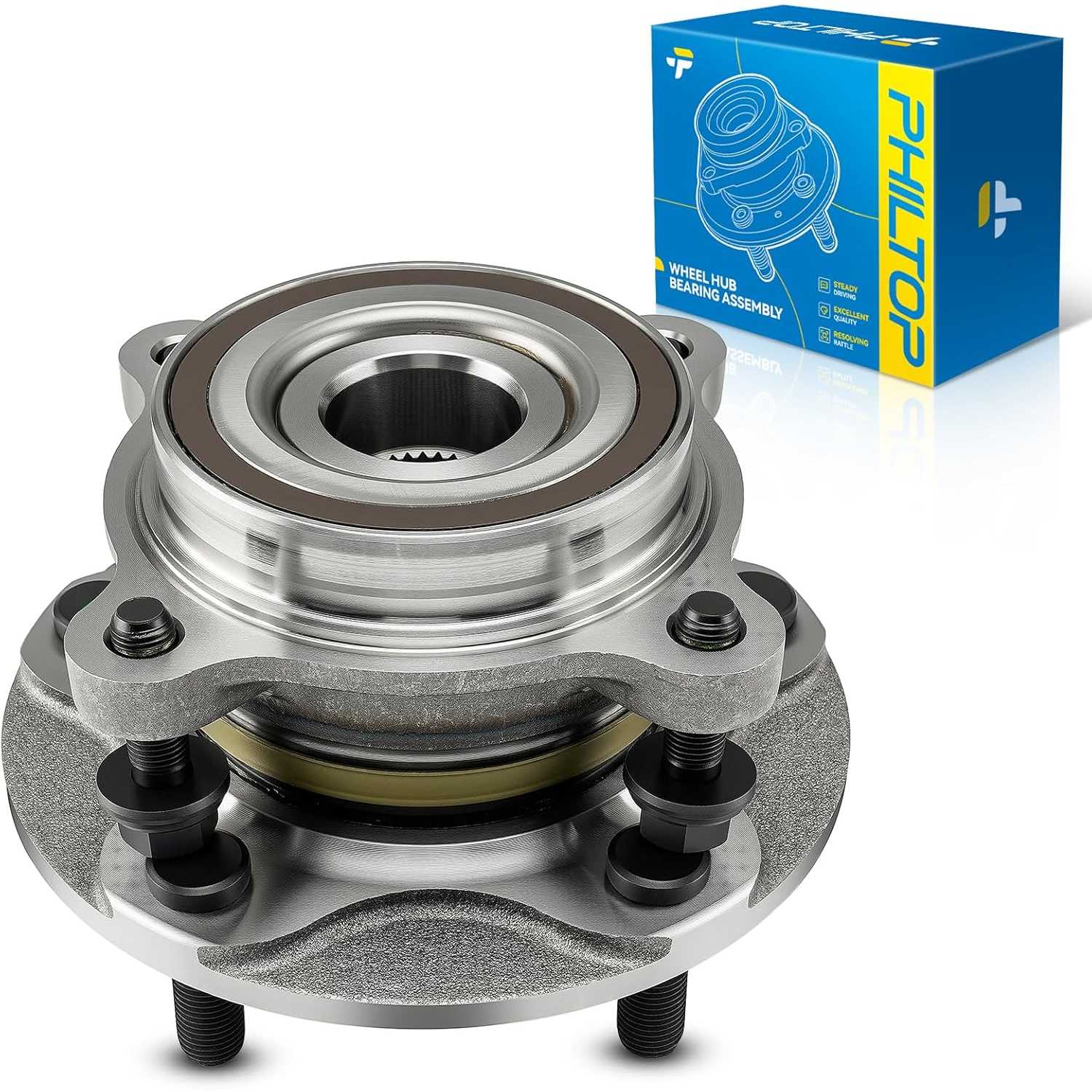 PHILTOP 515202 4WD Front Wheel Bearing Fit for 2007-2021 Toyota Tundra, 2008-2022 Toyota Sequoia Wheel Hub Assembly