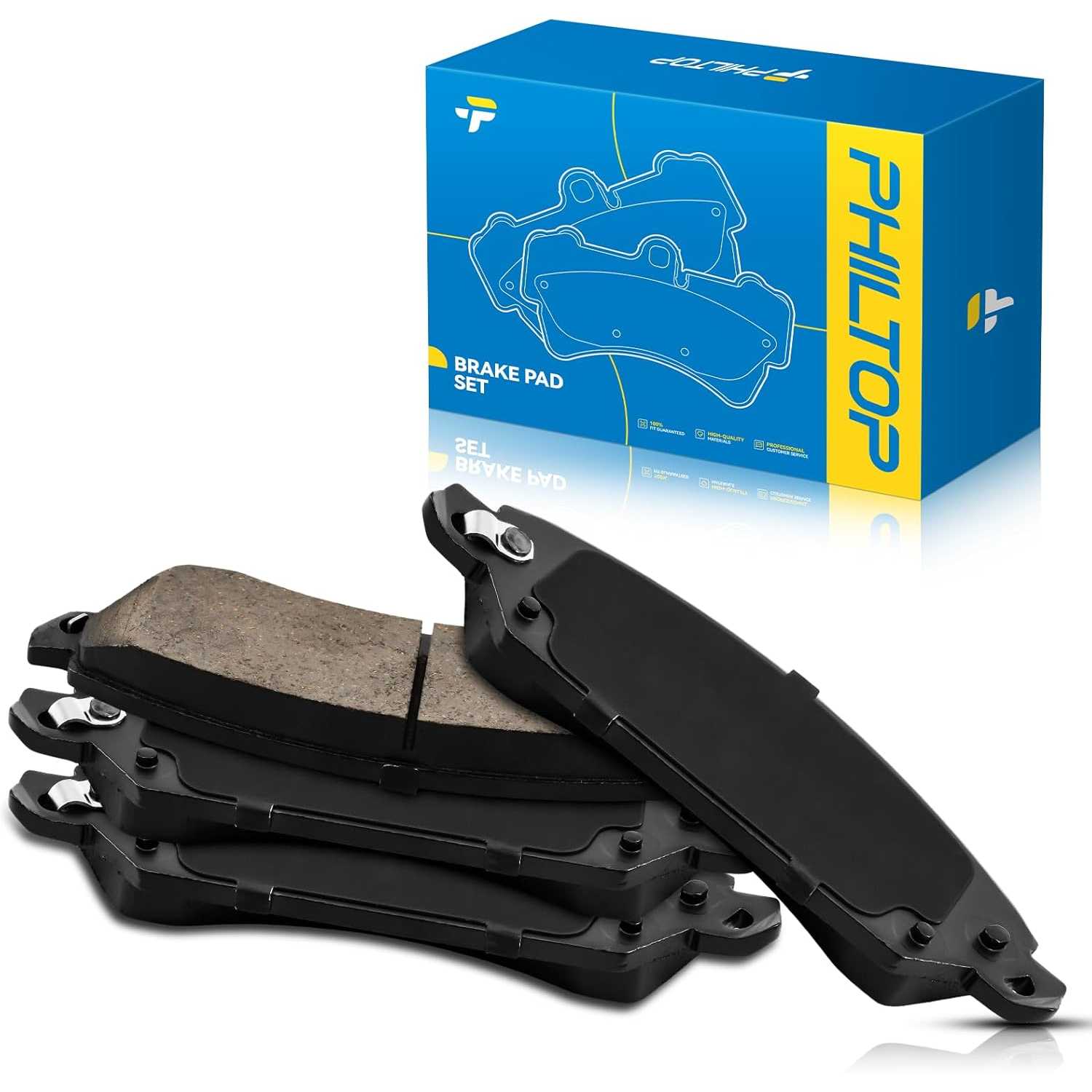 PHILTOP Ceramic Front Brake Pads For Cadillac Escalade 2007, 4 Pcs replace # D1092