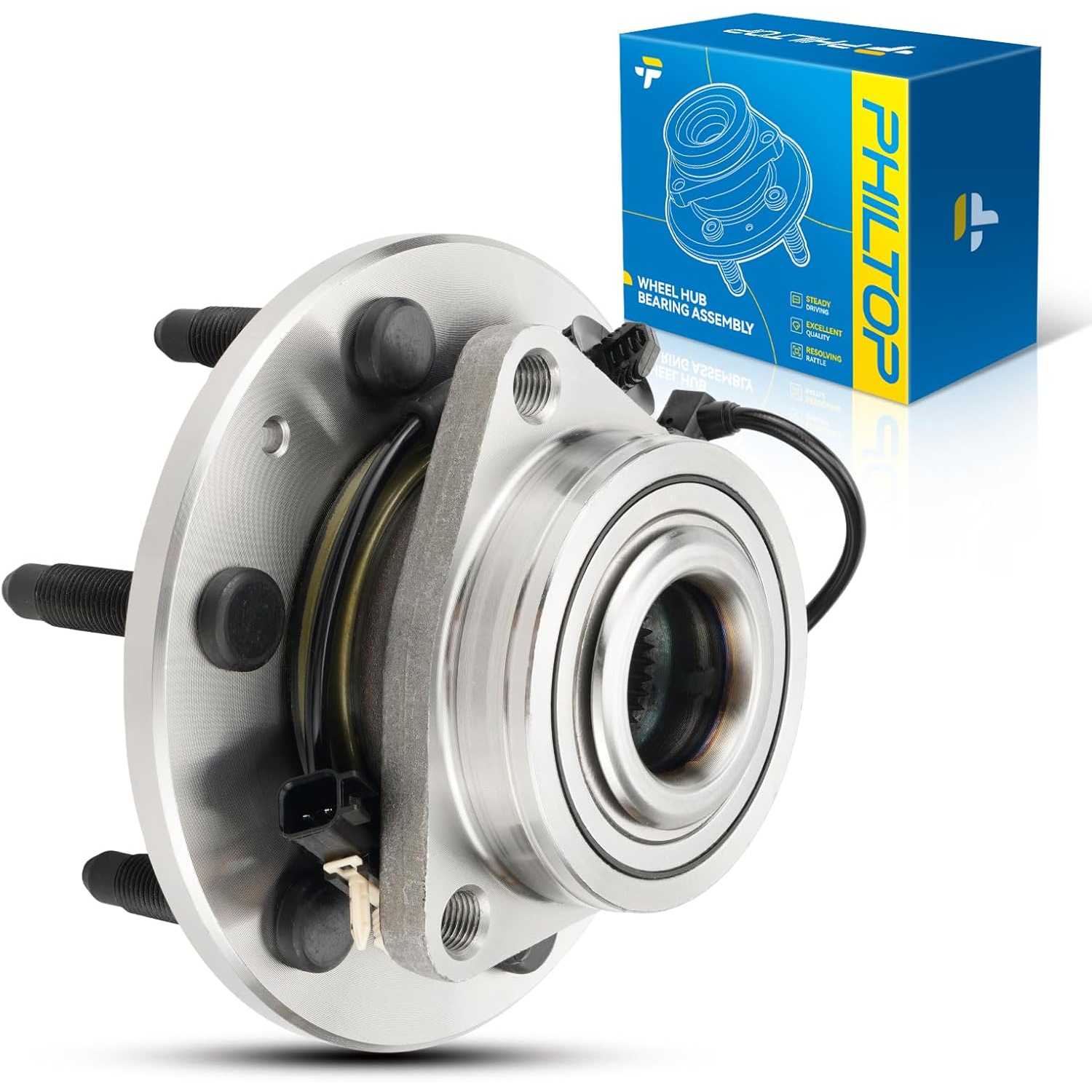 PHILTOP 515160 Front Wheel Hub Bearing Assembly for Yukon, Sierra, Tahoe, Silverado, XTS, Escalade, Suburban, Wheel Bearing 6 Lu
