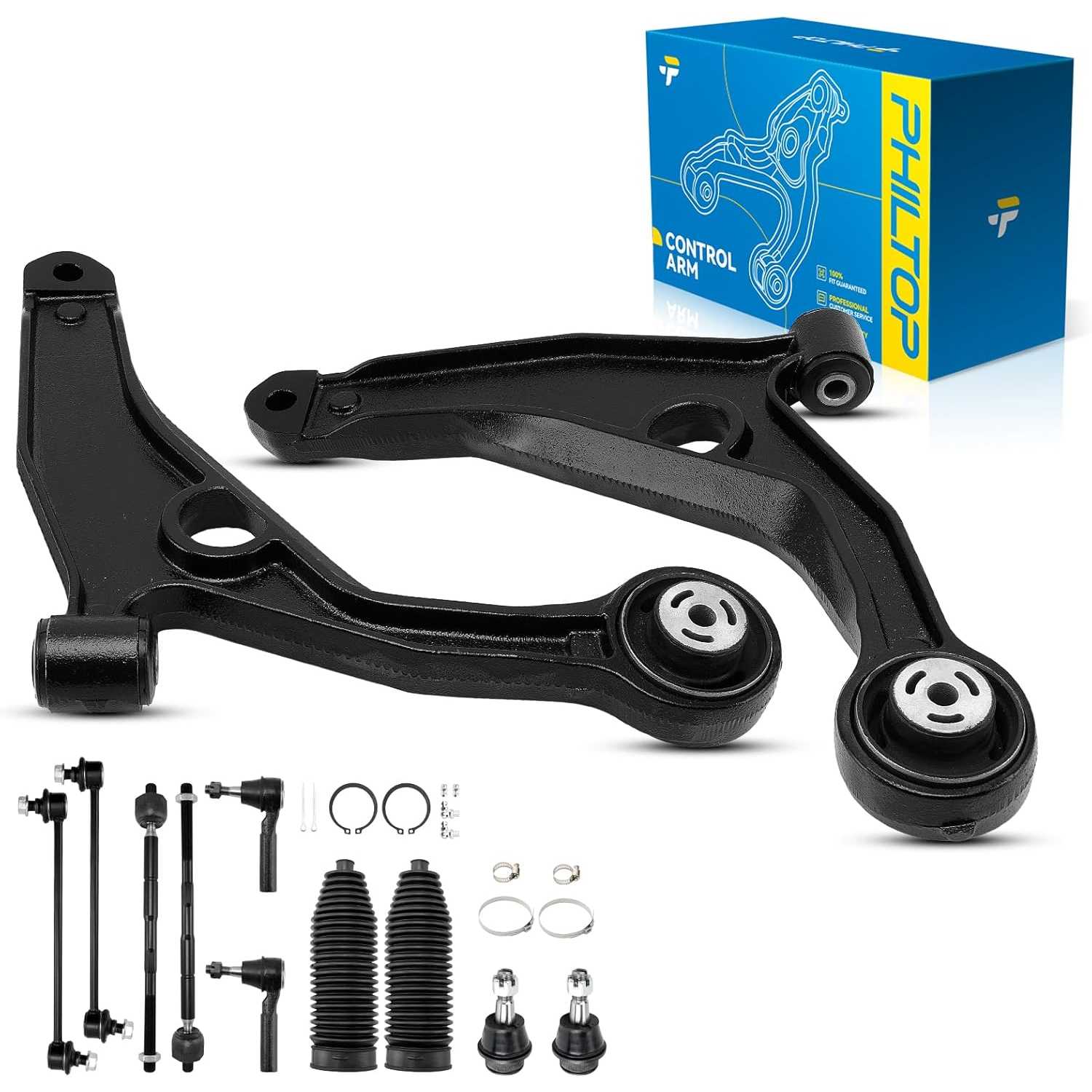 PHILTOP 12pcs Front Suspension Kit for 2009-2015 Dodge Journey, Lower Control Arm Ball JointsTie Rod Sway Bar End Link, K641333