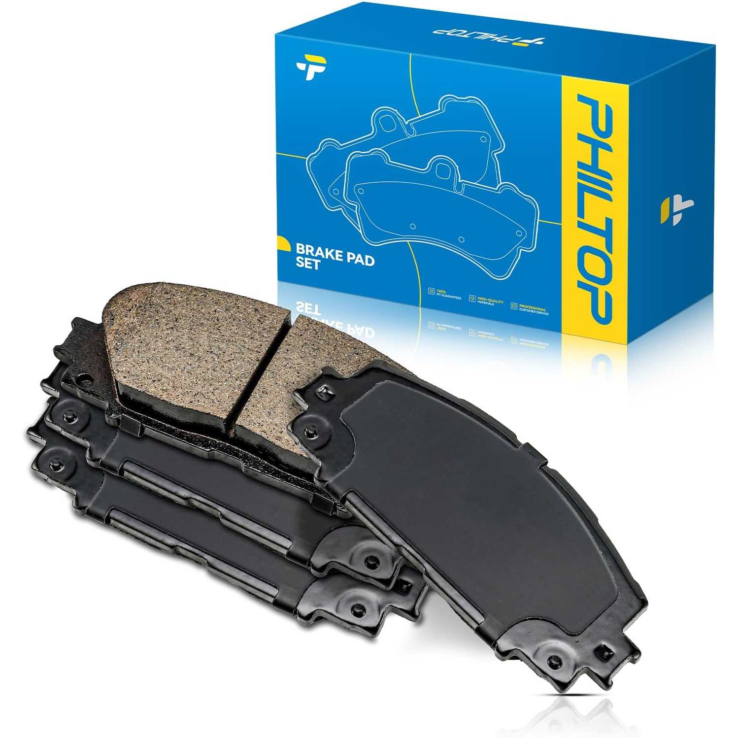 PHILTOP Ceramic Front Brake Pads For Scion iQ 2013, 4 Pcs replace # D1184