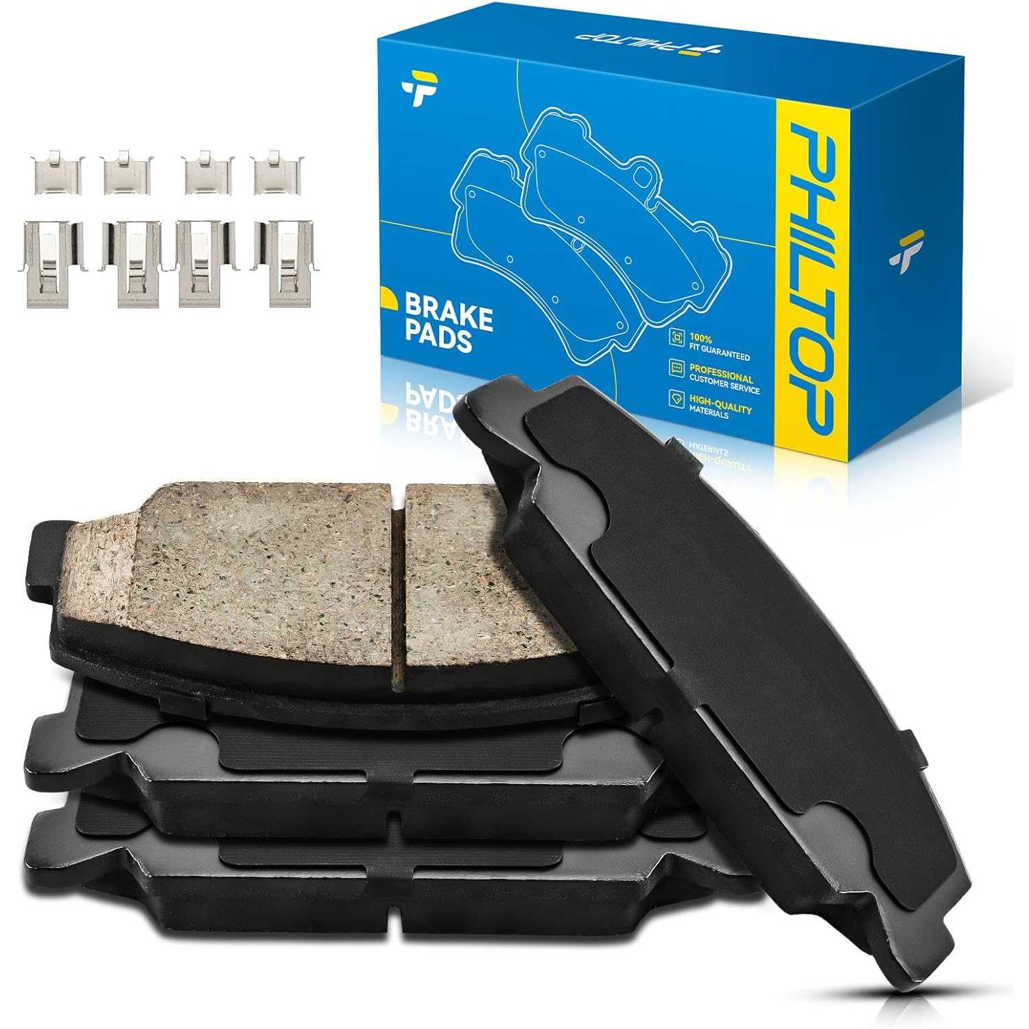 PHILTOP Ceramic Front Brake Pads for Honda Civic 1988-2000, Honda Civic del Sol 1993-1997, Honda CRX 1988-1991, Honda Accord 198