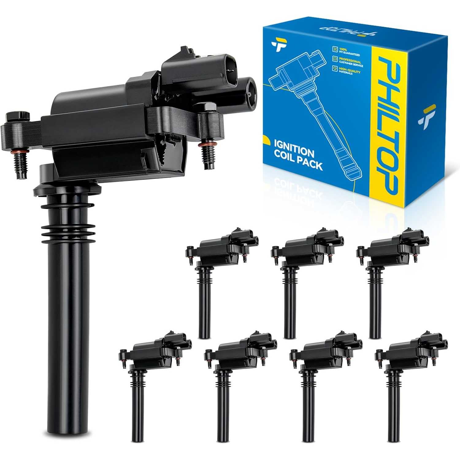PHILTOP UF378 Ignition Coil Pack Fit for Dodge Ram 1500 2500 3500 2003-2005, for Chrysler 300 2005, Durango 2004-2005, Jeep Gran