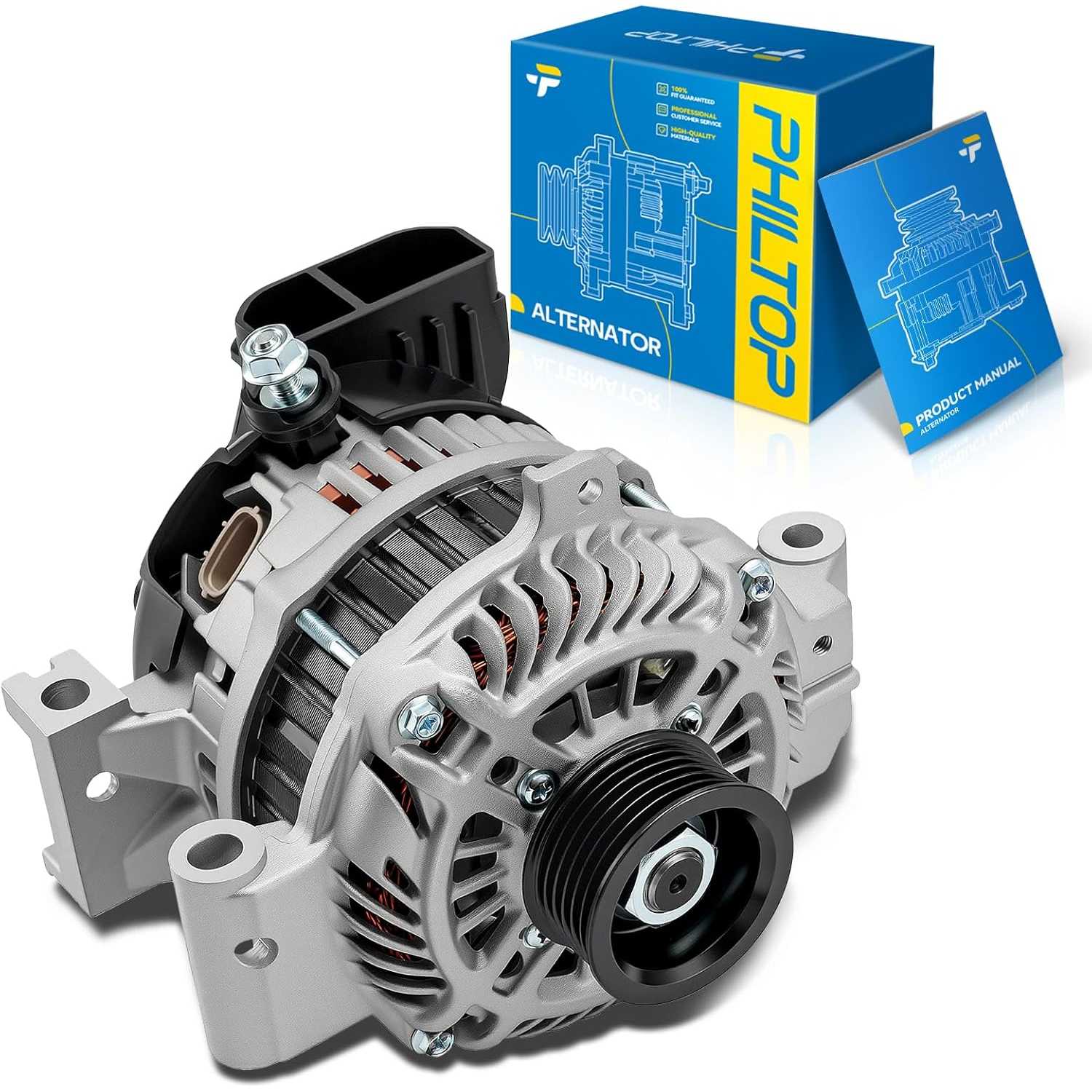 PHILTOP 11168N Alternator Compatible with Mazda;2006-2013 Mazd 6,2006-2008 for Mx5 Miata (100 Amp) Replace for,11168, L3P918300C